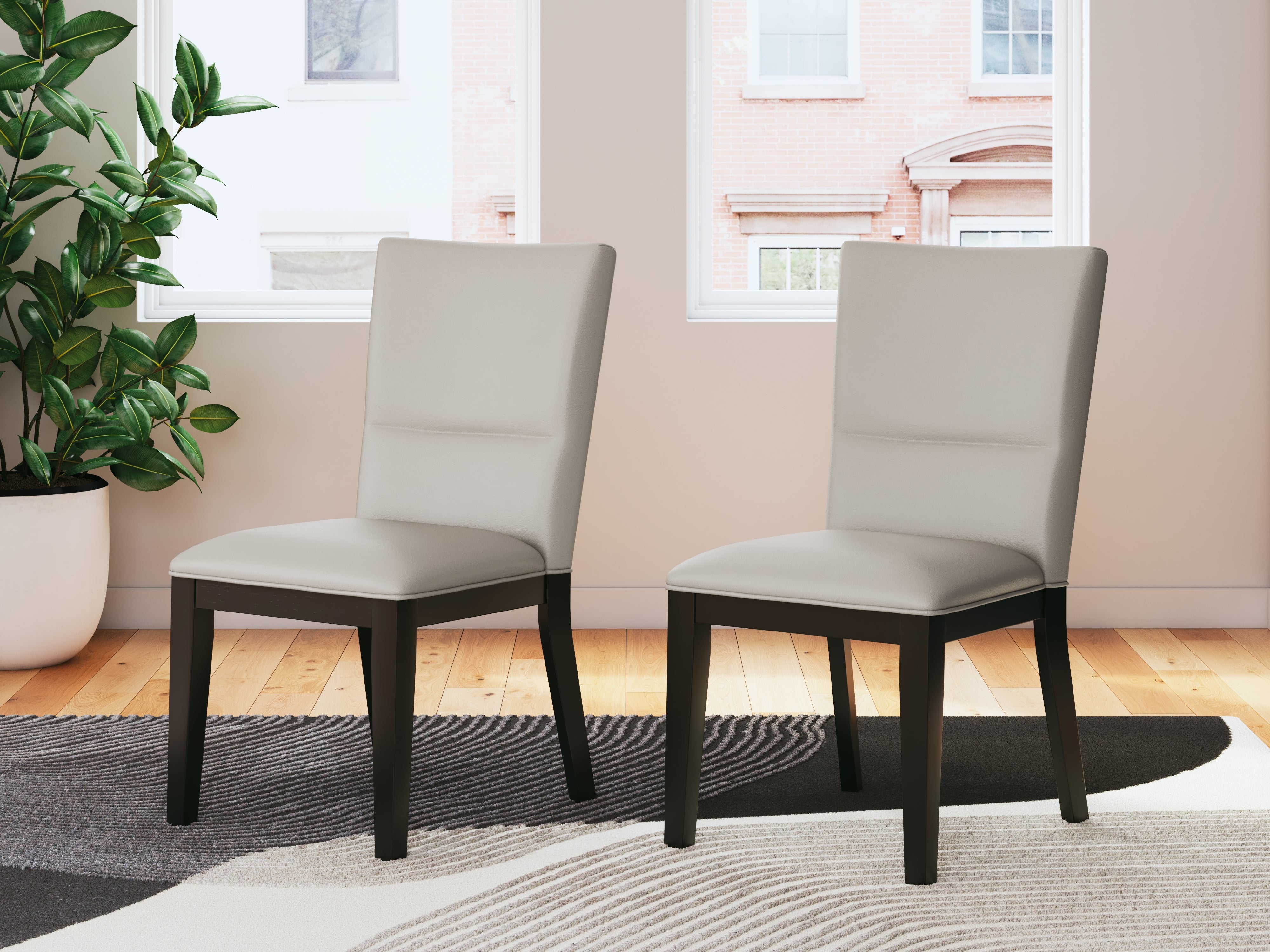 3 Brothers Decor - Ashley Furniture - Glinari Dining Room - Dining Chair  (Set of 2) / Taupe/Black - D476-01X2