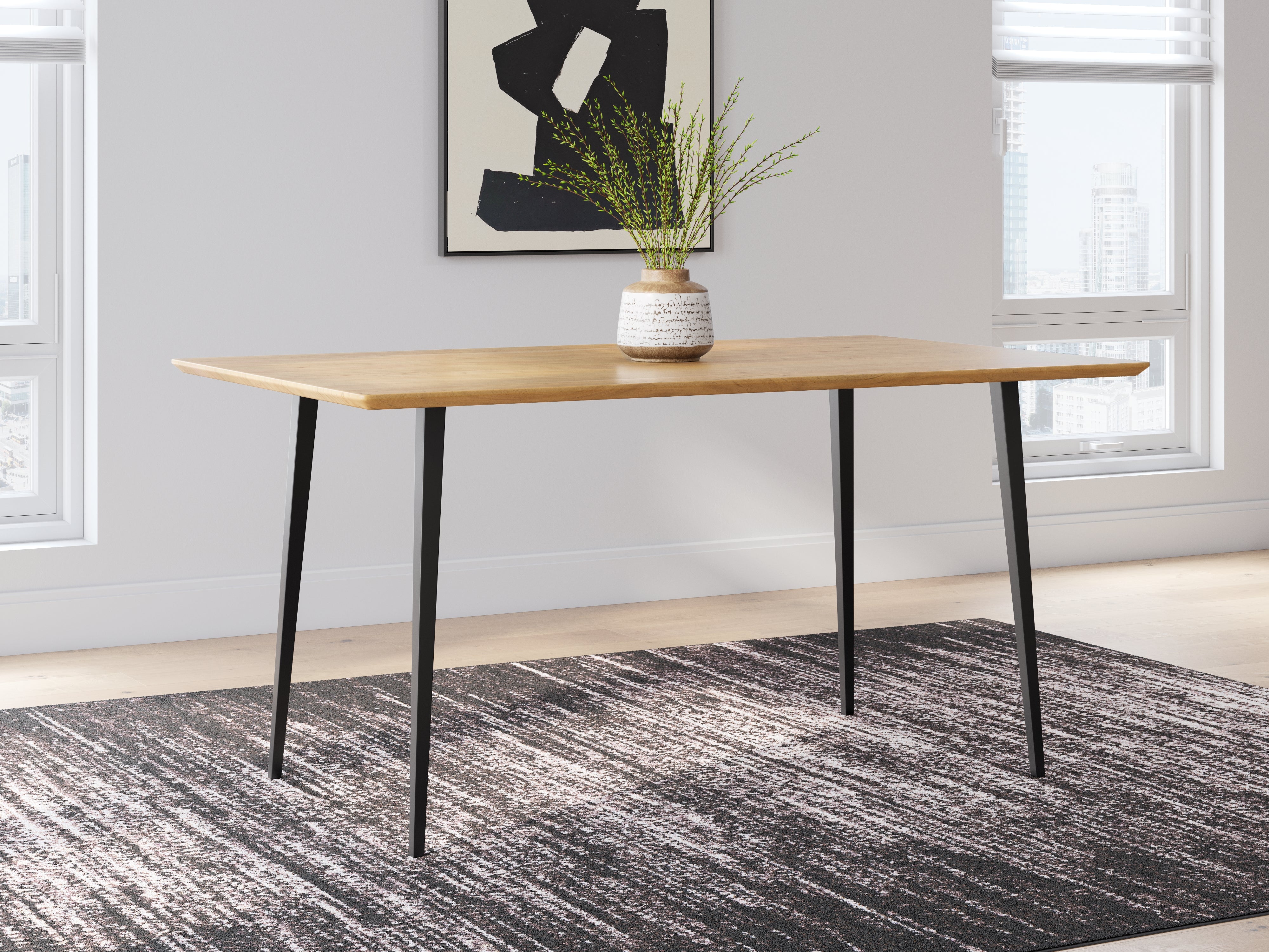 3 Brothers Decor - Ashley Furniture - Gretlynn Dining Room - Rectangular Dining Room Table / Black/Natural - D501-25