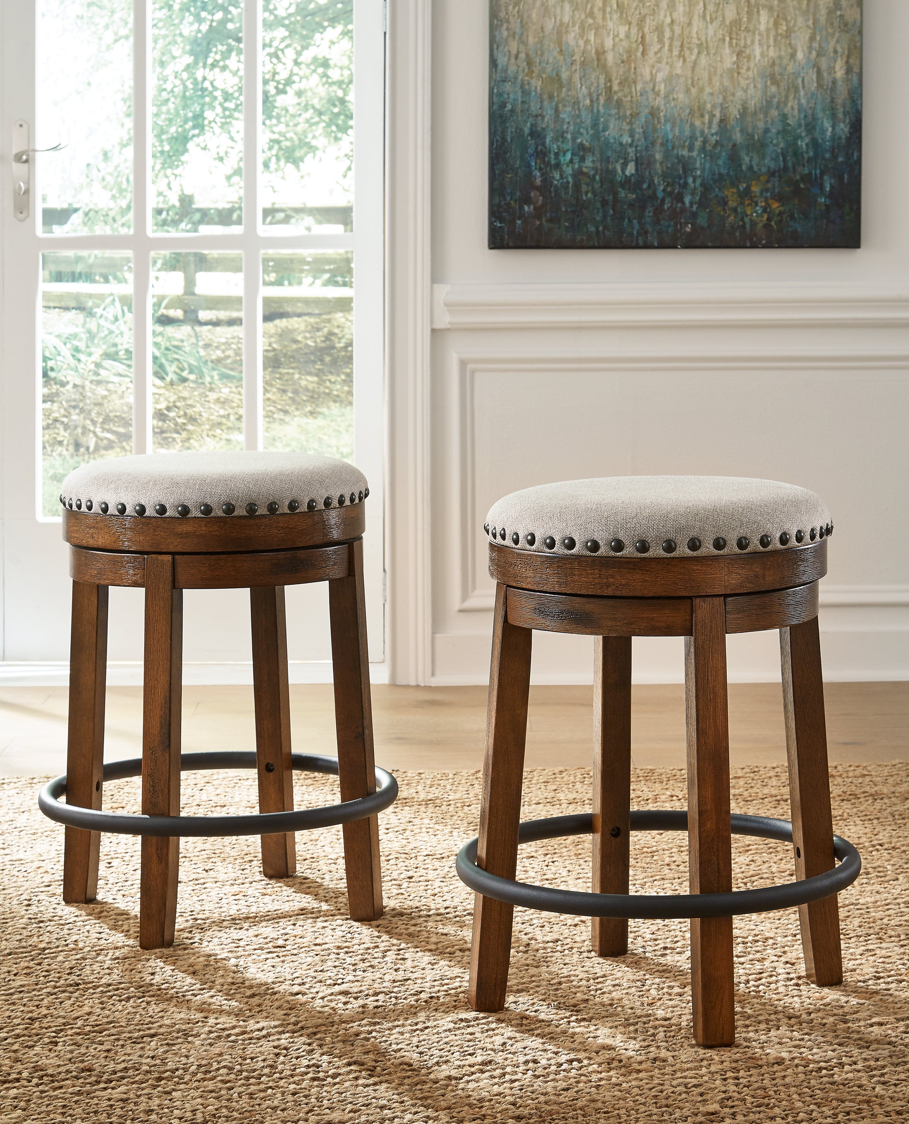 3 Brothers Decor - Ashley Furniture - Valebeck Dining Room - UPH Swivel Stool (1/CN) / Brown/Black - D546-124