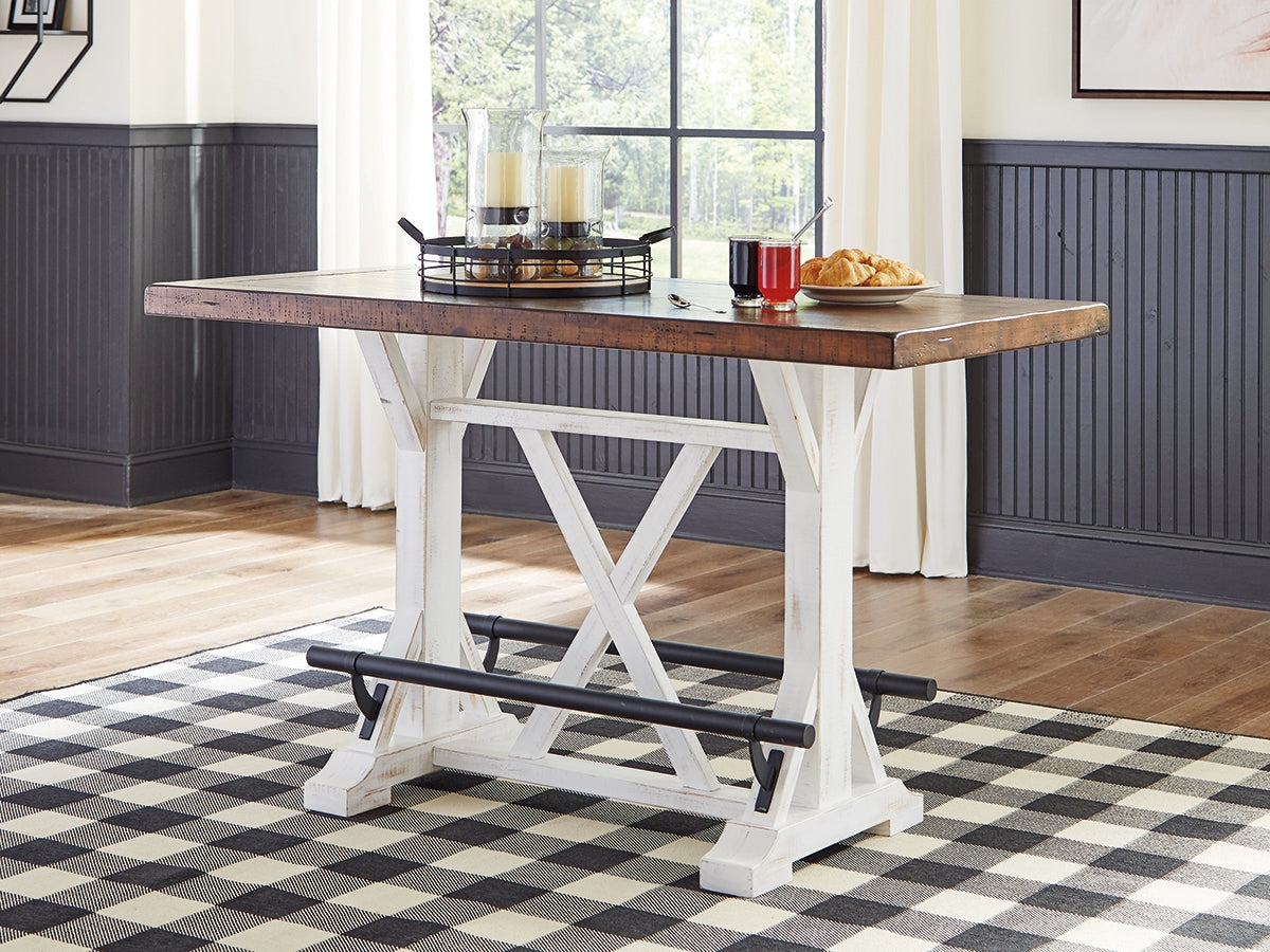 3 Brothers Decor - Ashley Furniture - Valebeck Dining Room - RECT Dining Room Counter Table / White/Brown - D546-13
