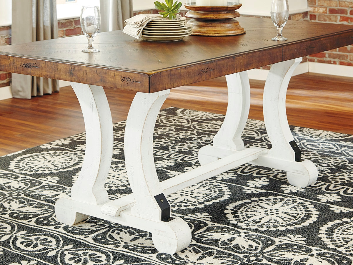 3 Brothers Decor - Ashley Furniture - Valebeck Dining Room - Rectangular Dining Room Table / White/Brown - D546-35