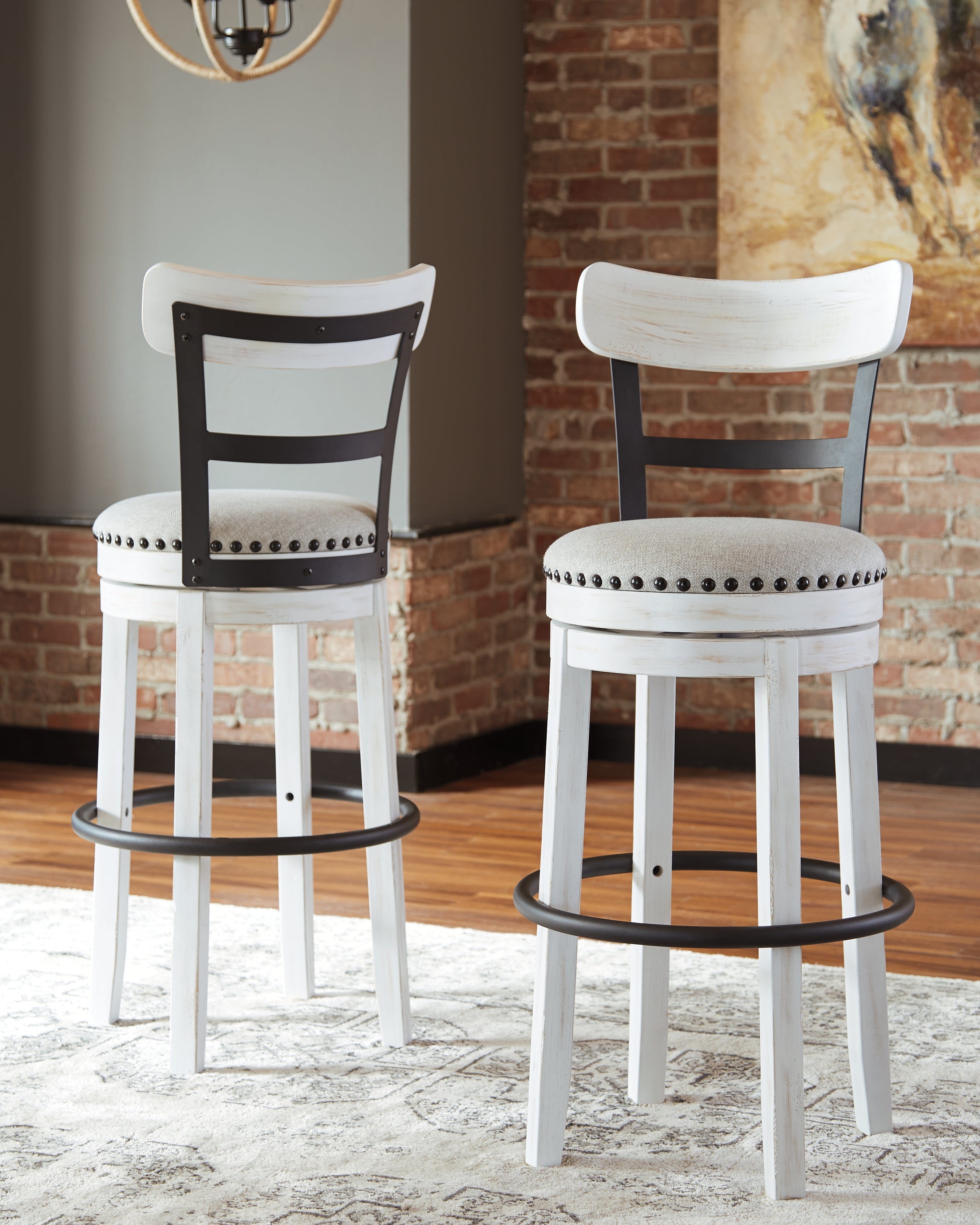 3 Brothers Decor - Ashley Furniture - Valebeck Dining Room - Tall UPH Swivel Barstool(1/CN) / White - D546-530