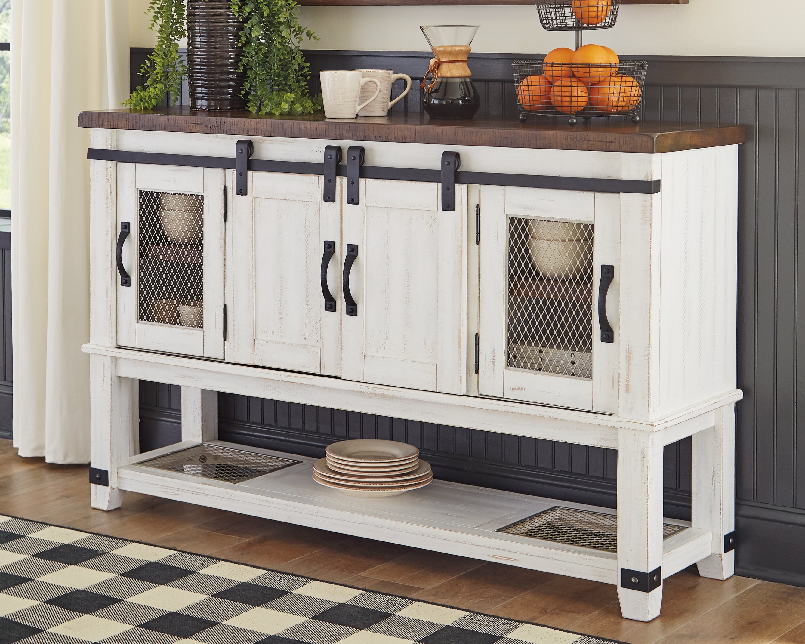 3 Brothers Decor - Ashley Furniture - Valebeck Dining Room - Dining Room Server / White/Brown - D546-60