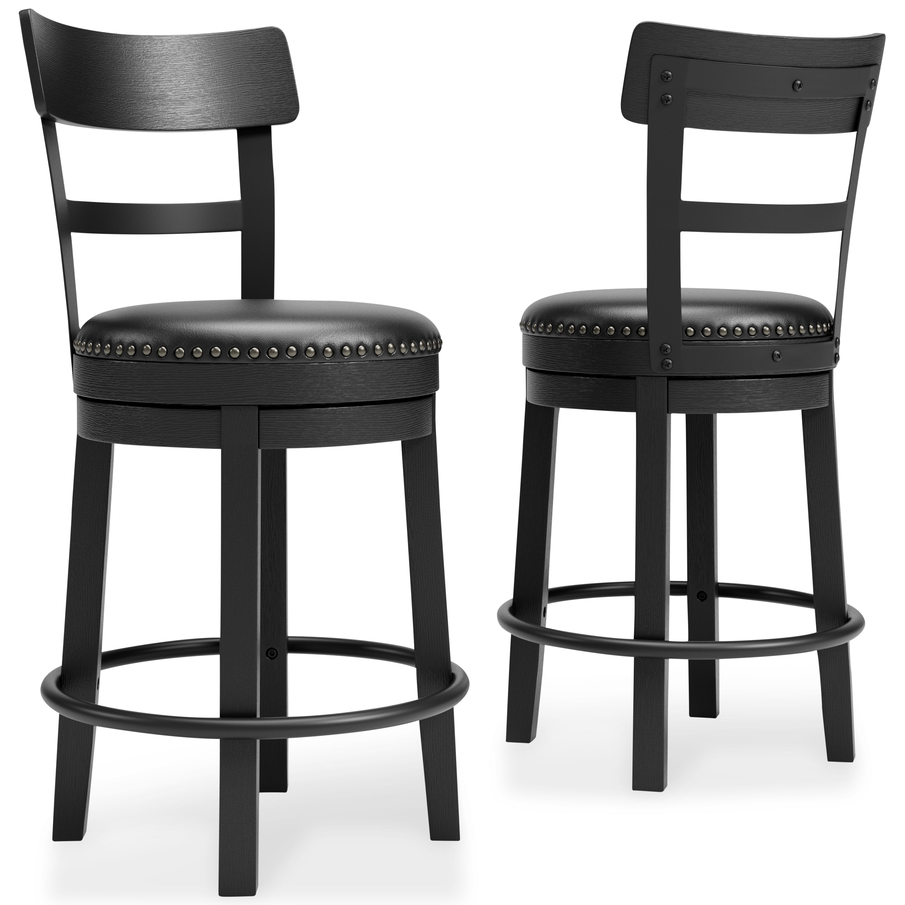 3 Brothers Decor - Ashley Furniture - Valebeck Dining Room - UPH Swivel Barstool (1/CN) / Black - D546-624