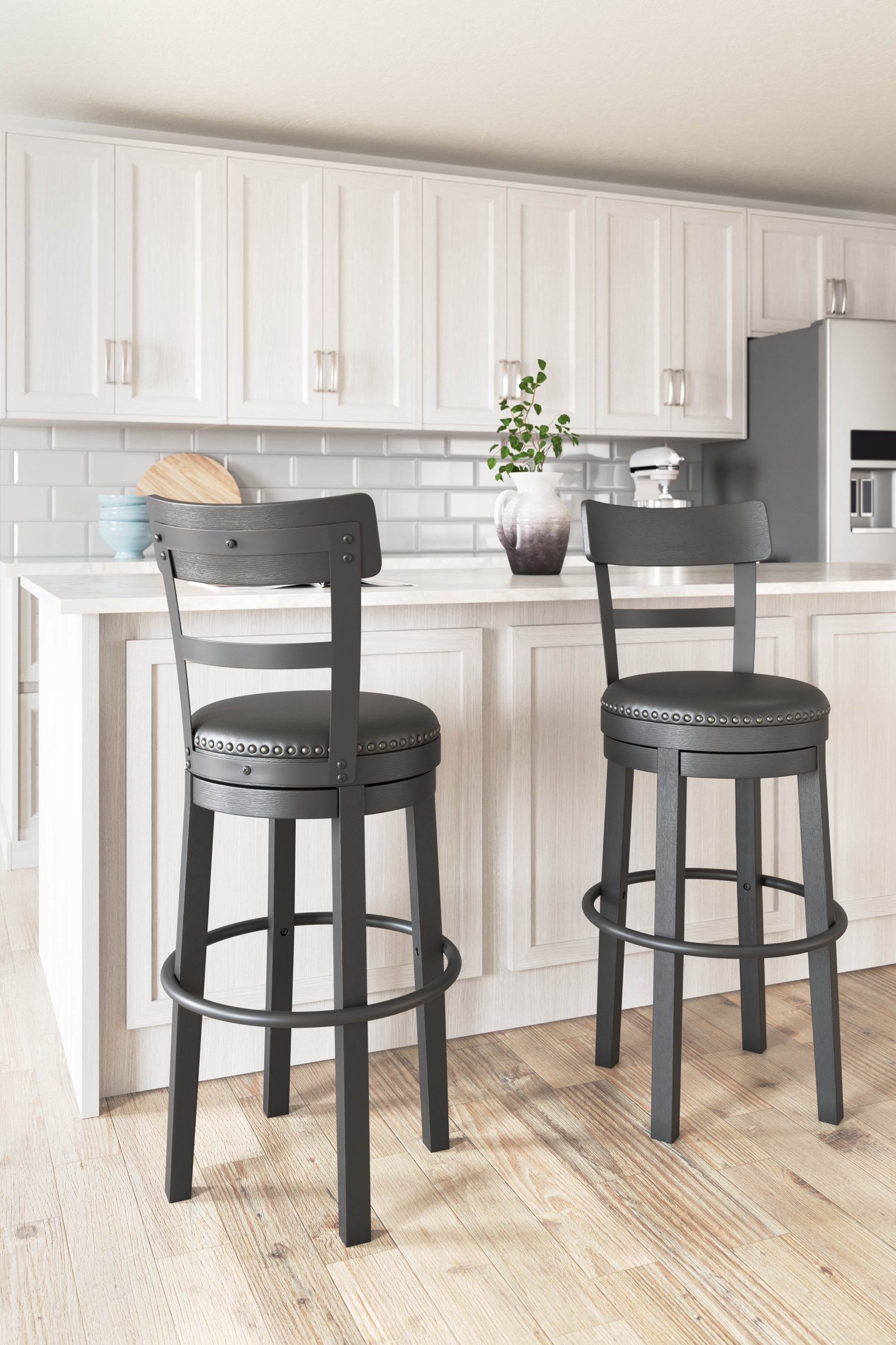 3 Brothers Decor - Ashley Furniture - Valebeck Dining Room - Tall UPH Swivel Barstool(1/CN) / Black - D546-630