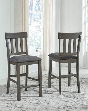 3 Brothers Decor - Ashley Furniture - Hallanden Dining Room - Counter Height Bar Stool (Set of 2) / Two-tone Gray - D589-124X2
