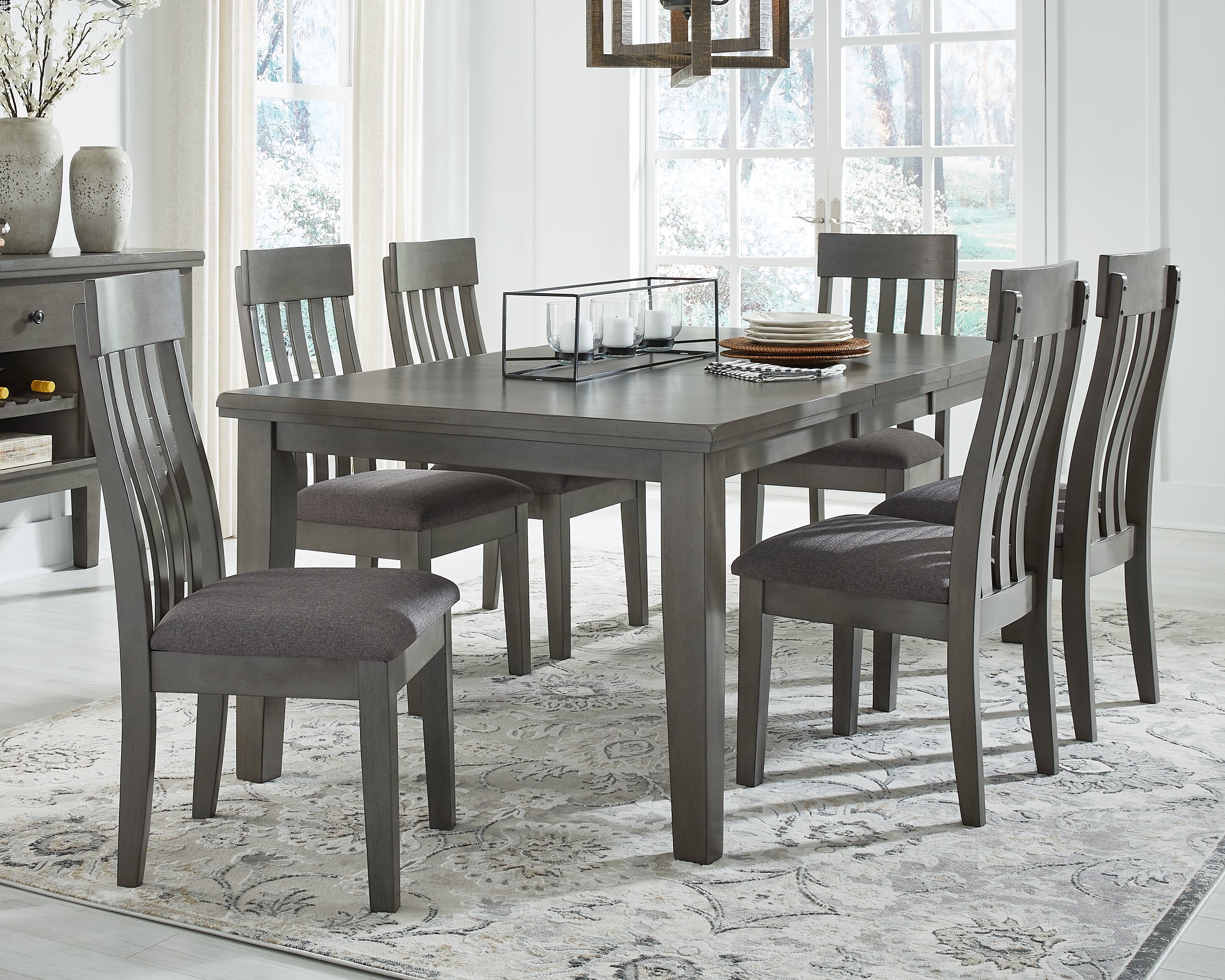 3 Brothers Decor - Ashley Furniture - Hallanden Dining Room - RECT DRM Butterfly EXT Table / Gray - D589-35