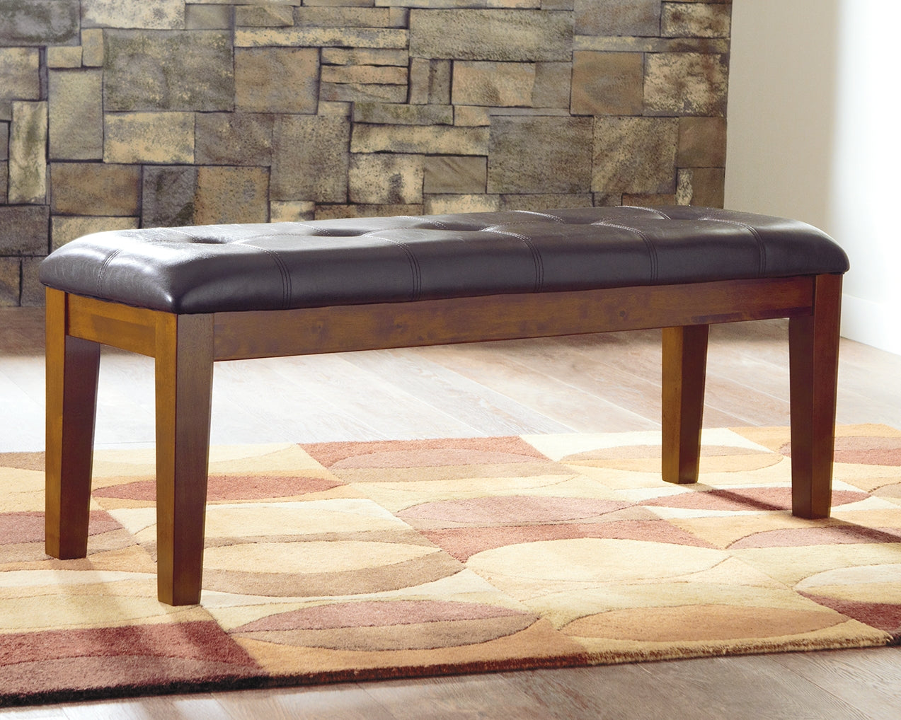 3 Brothers Decor - Ashley Furniture - Ralene Dining Bench - Large UPH Dining Room Bench / Medium Brown / 50"W x 16"D x 19"H - D594-00