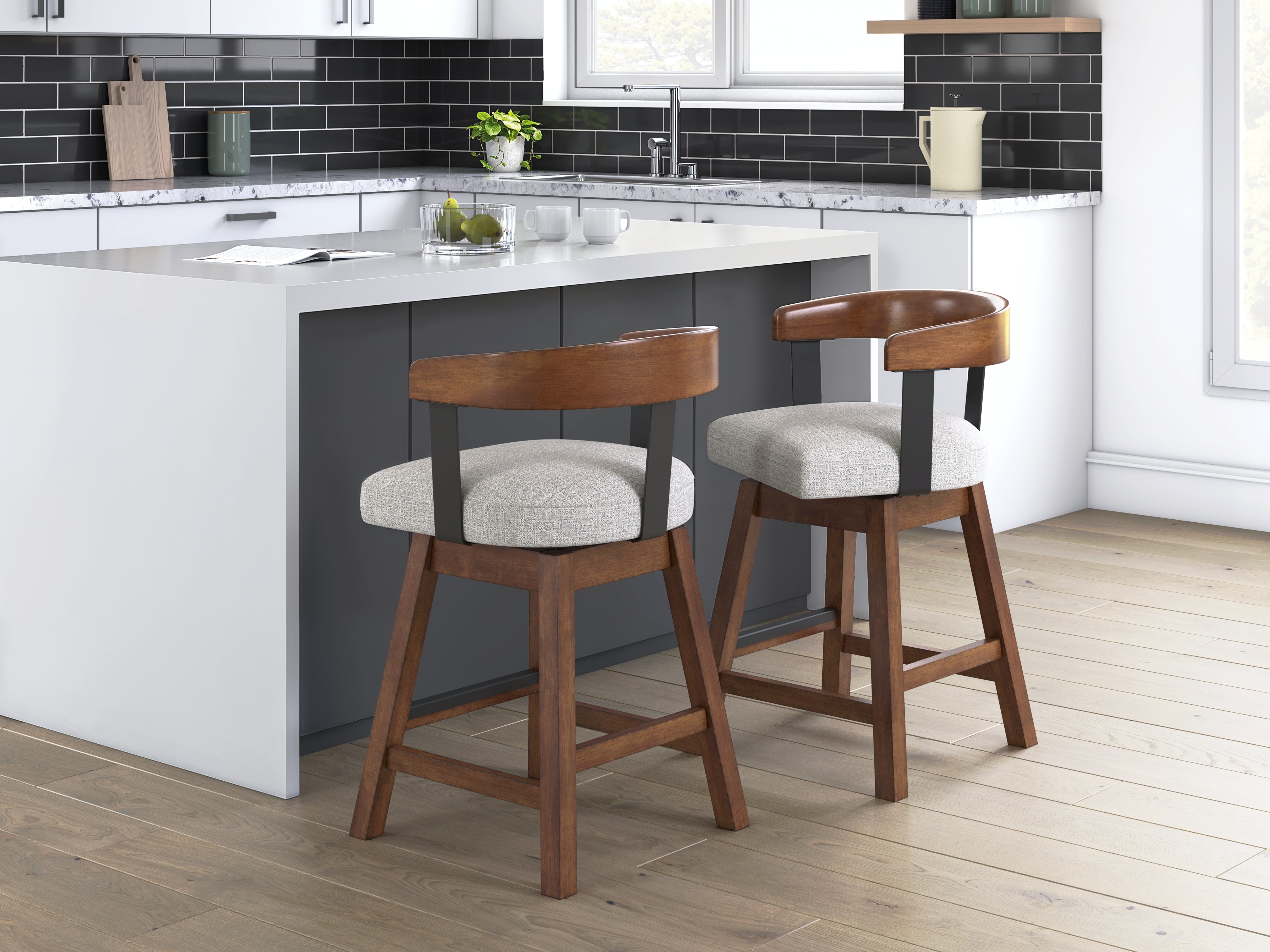 3 Brothers Decor - Ashley Furniture - Ralene Dining Room - Counter Height Barstool (Set of 2) / Medium Brown - D594-224X2