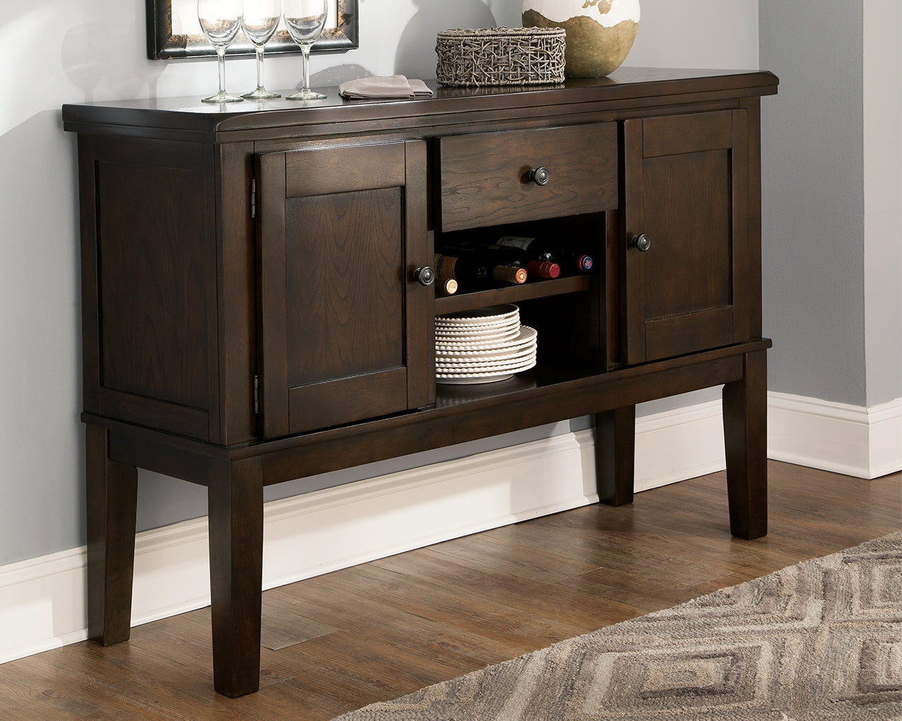 3 Brothers Decor - Ashley Furniture - Haddigan Dining Room - Dining Room Server / Dark Brown - D596-60