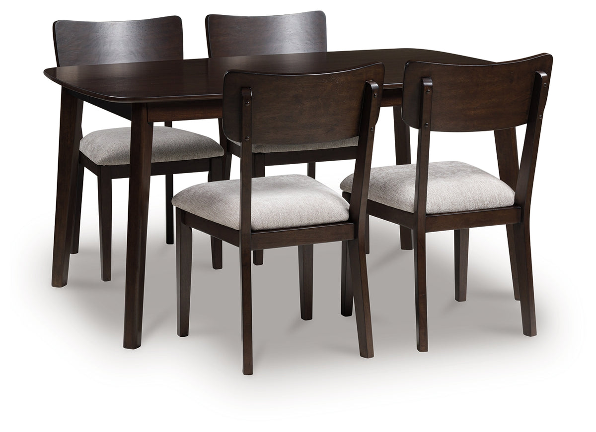 3 Brothers Decor - Ashley Furniture - Mallenette Dining Table and 4 Chairs (Set of 5) - Dining Room Table Set (5/CN) / Merlot - PCD607-225