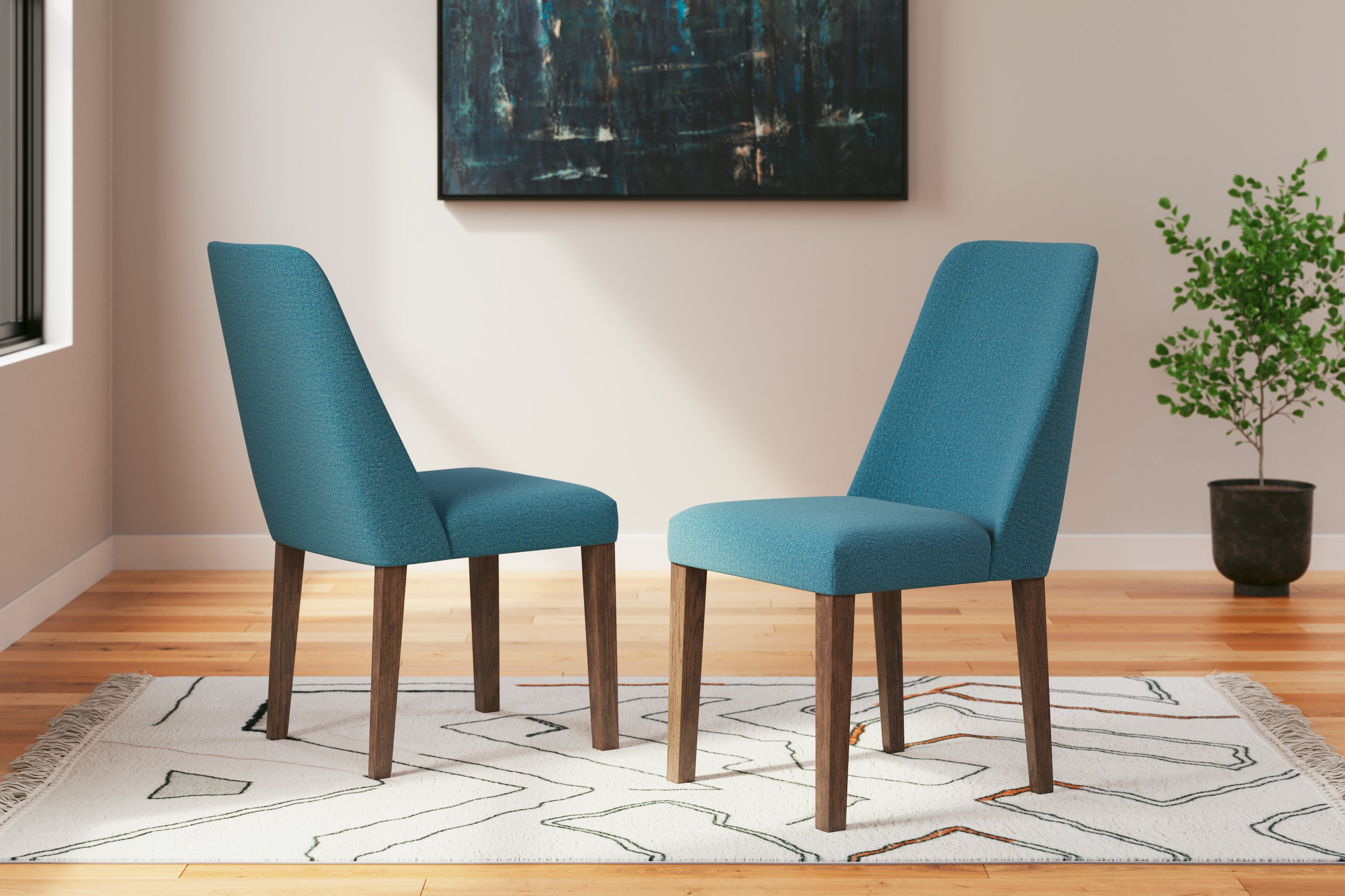 3 Brothers Decor - Ashley Furniture - Lyncott Dining Room - Dining Chair (Set of 2) / Blue/Brown - D615-03X2