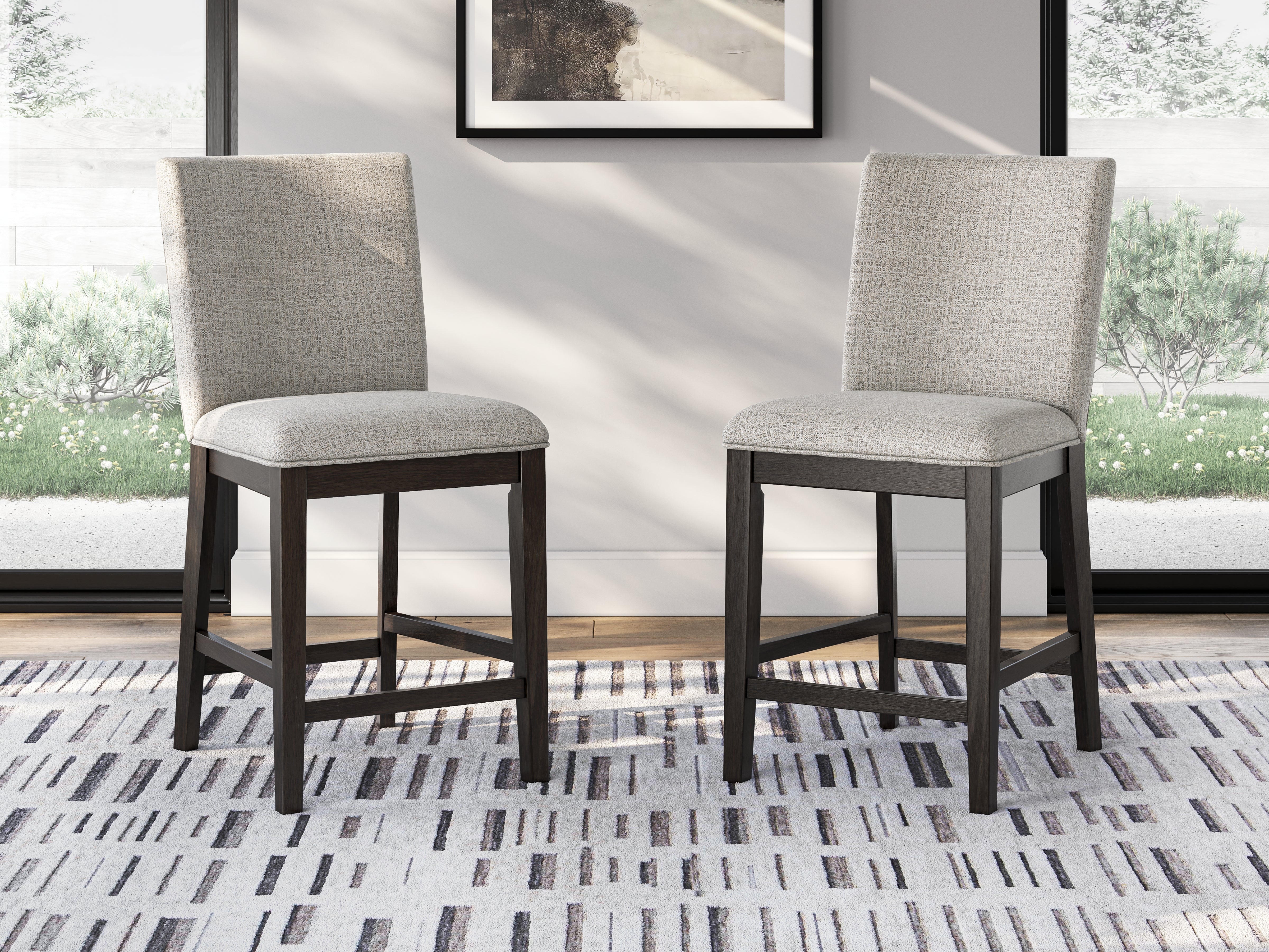 3 Brothers Decor - Ashley Furniture - Neymorton Dining Room - Counter Height Barstool (Set of 2) / Dark Grayish Brown - D618-124X2