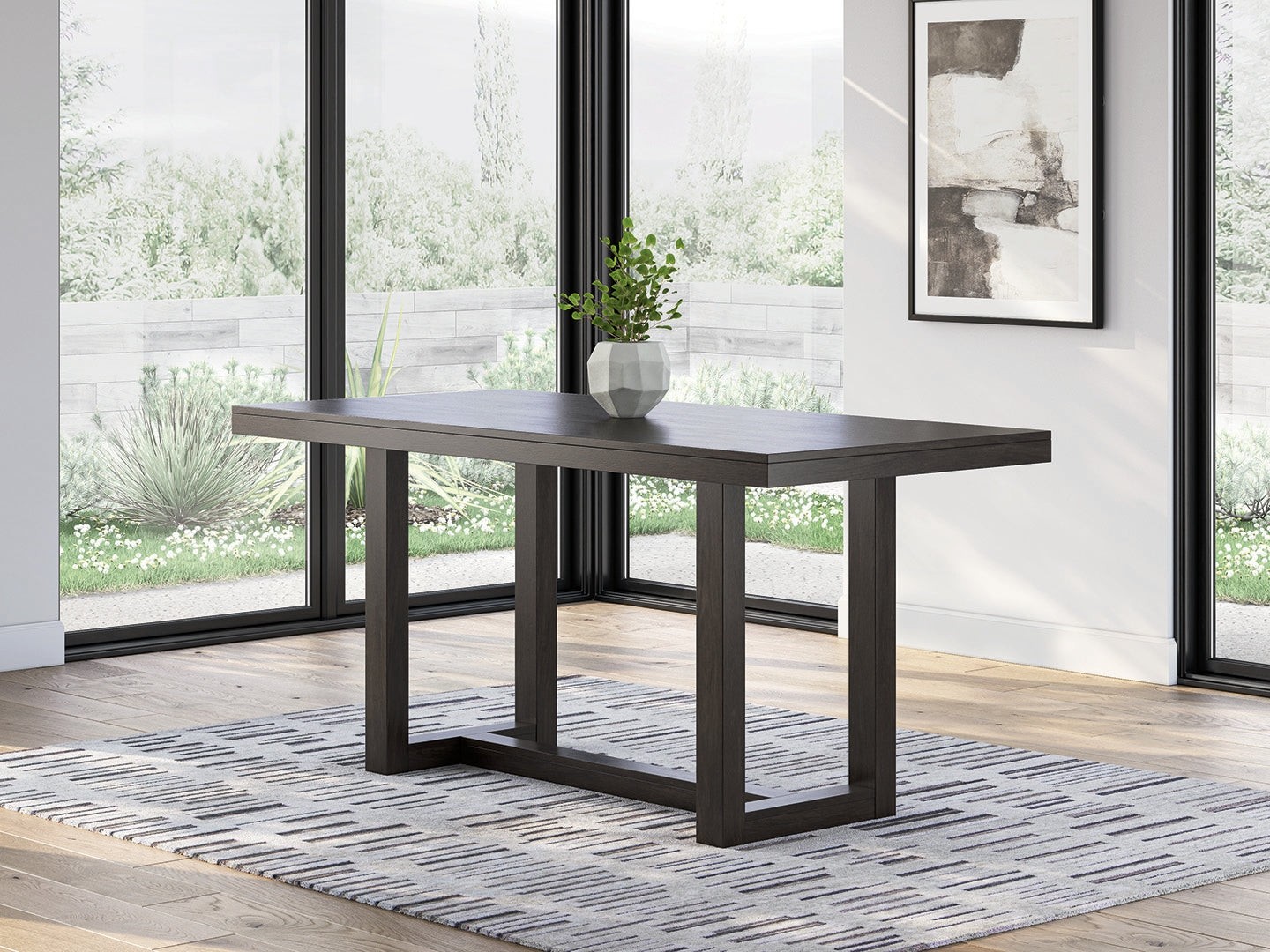 3 Brothers Decor - Ashley Furniture - Neymorton Dining Room - RECT Dining Room Counter Table / Dark Grayish Brown - D618-13