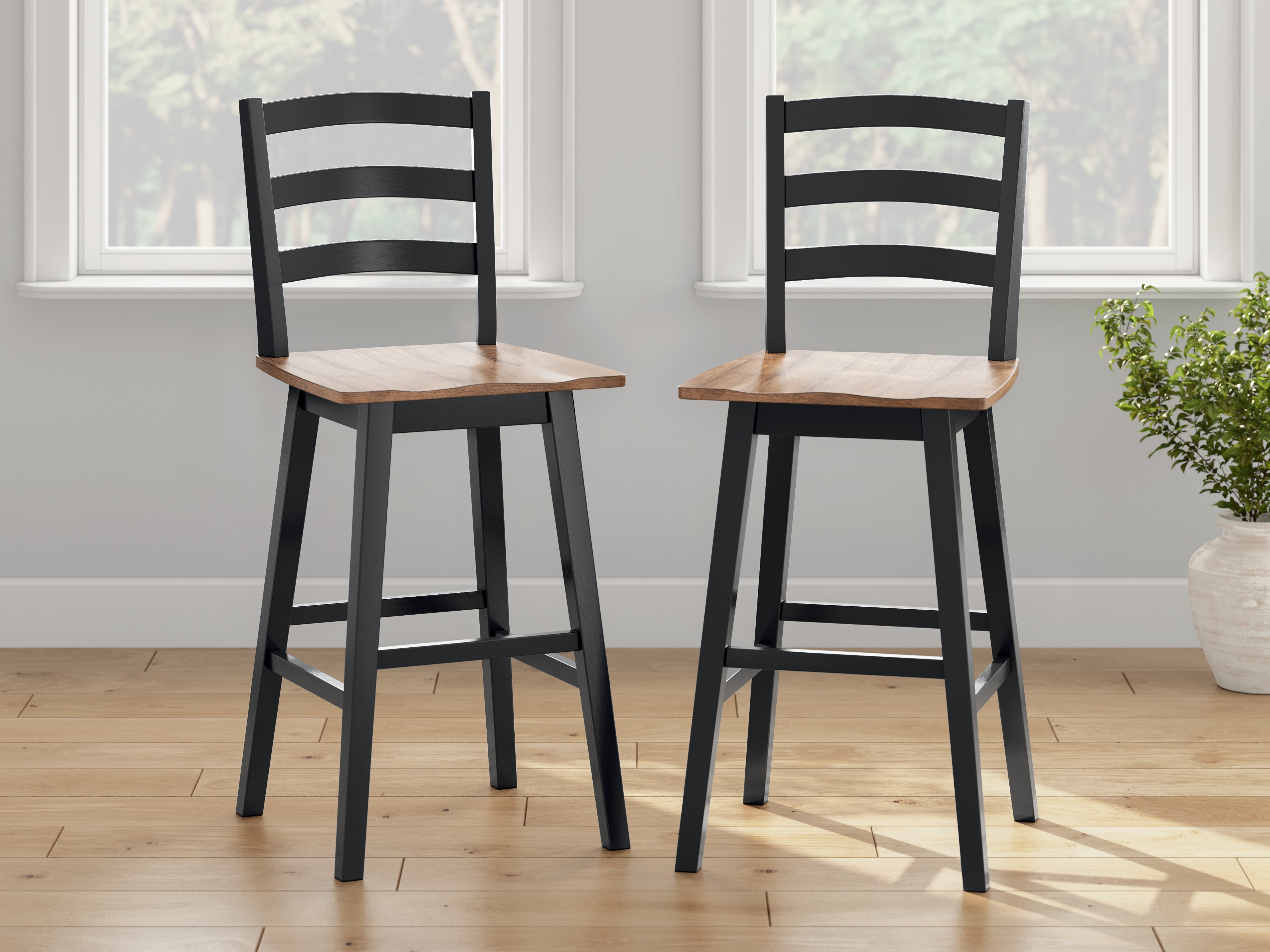 3 Brothers Decor - Ashley Furniture - Wildenauer Dining Room - Bar Height Barstool (Set of 2) / Brown/Black - D634-230X2