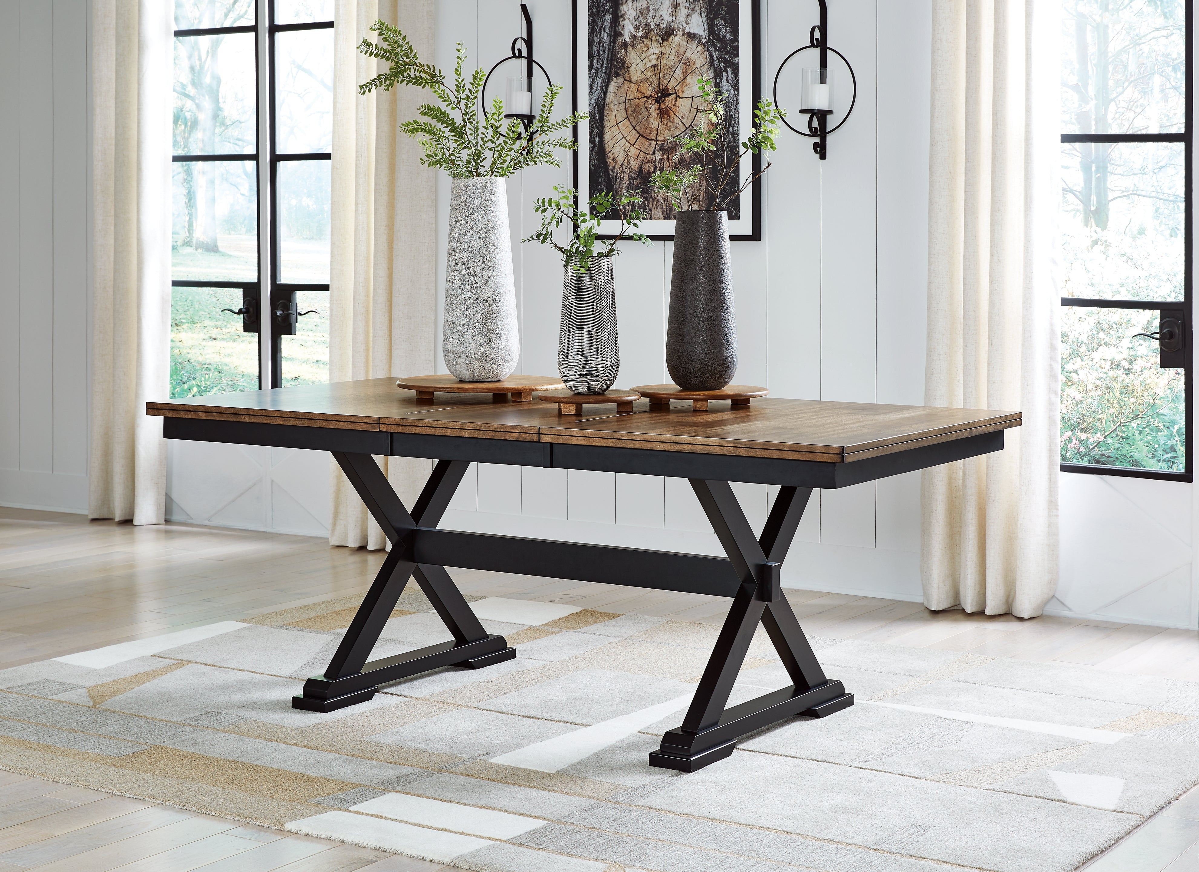 3 Brothers Decor - Ashley Furniture - Wildenauer Dining Room - RECT Dining Room EXT Table / Brown/Black - D634-35