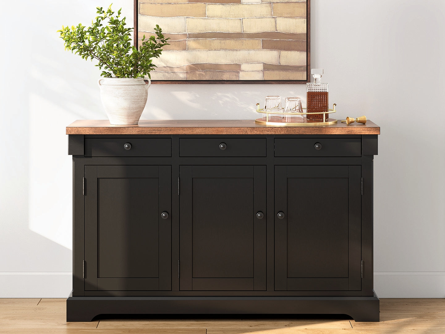 3 Brothers Decor - Ashley Furniture - Wildenauer Dining Room - Dining Room Buffet / Brown/Black - D634-80