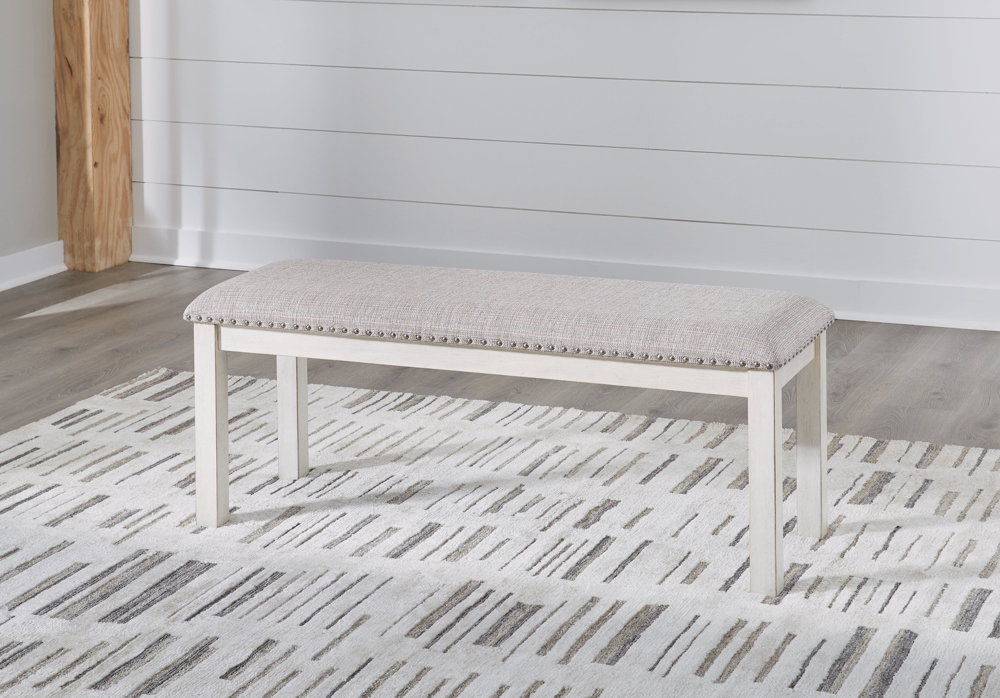3 Brothers Decor - Ashley Furniture - Robbinsdale Dining Room - Large UPH Dining Room Bench / Antique White - D642-00