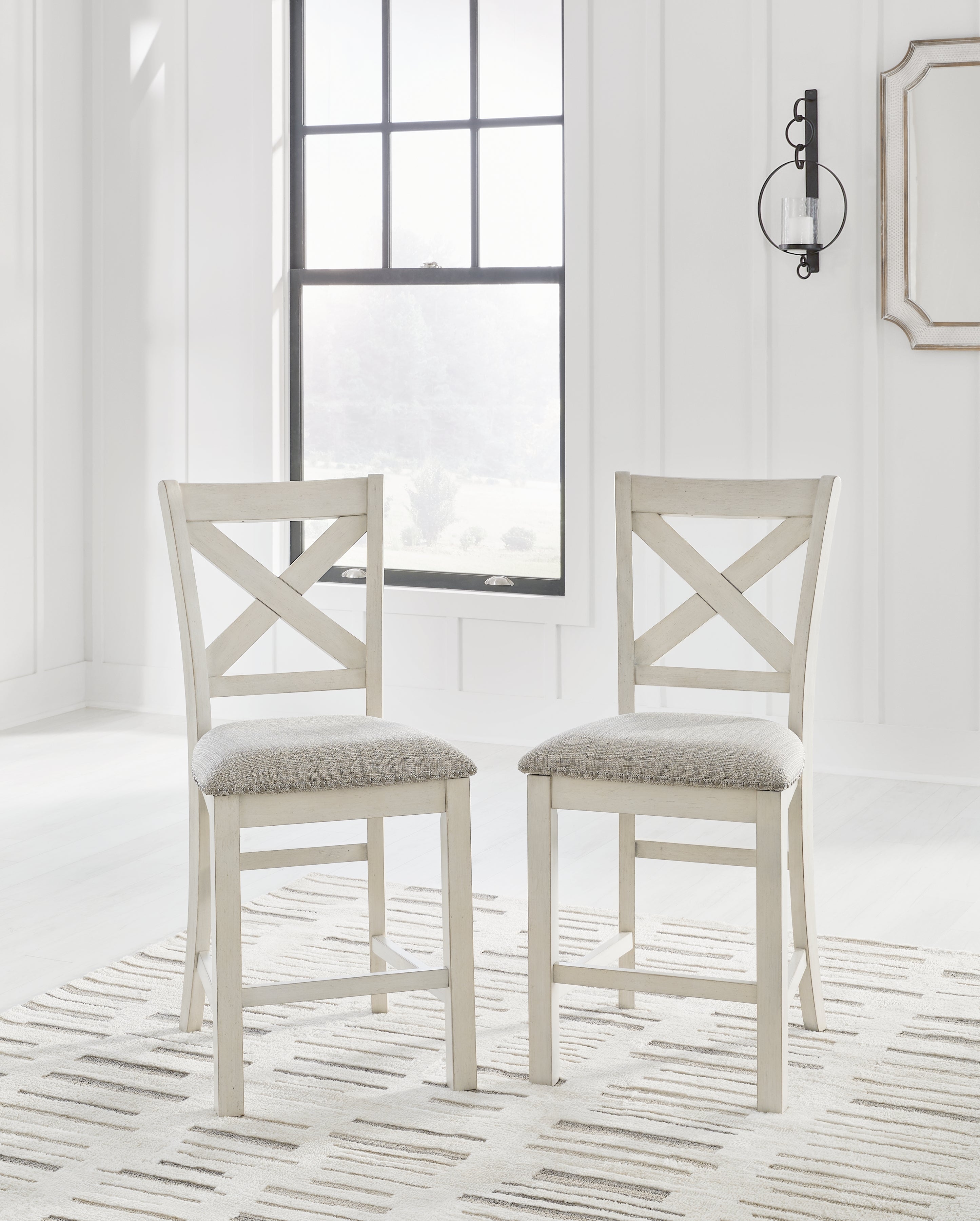 3 Brothers Decor - Ashley Furniture - Robbinsdale Dining Room - Barstool (Set of 2) / Antique White - D642-124X2