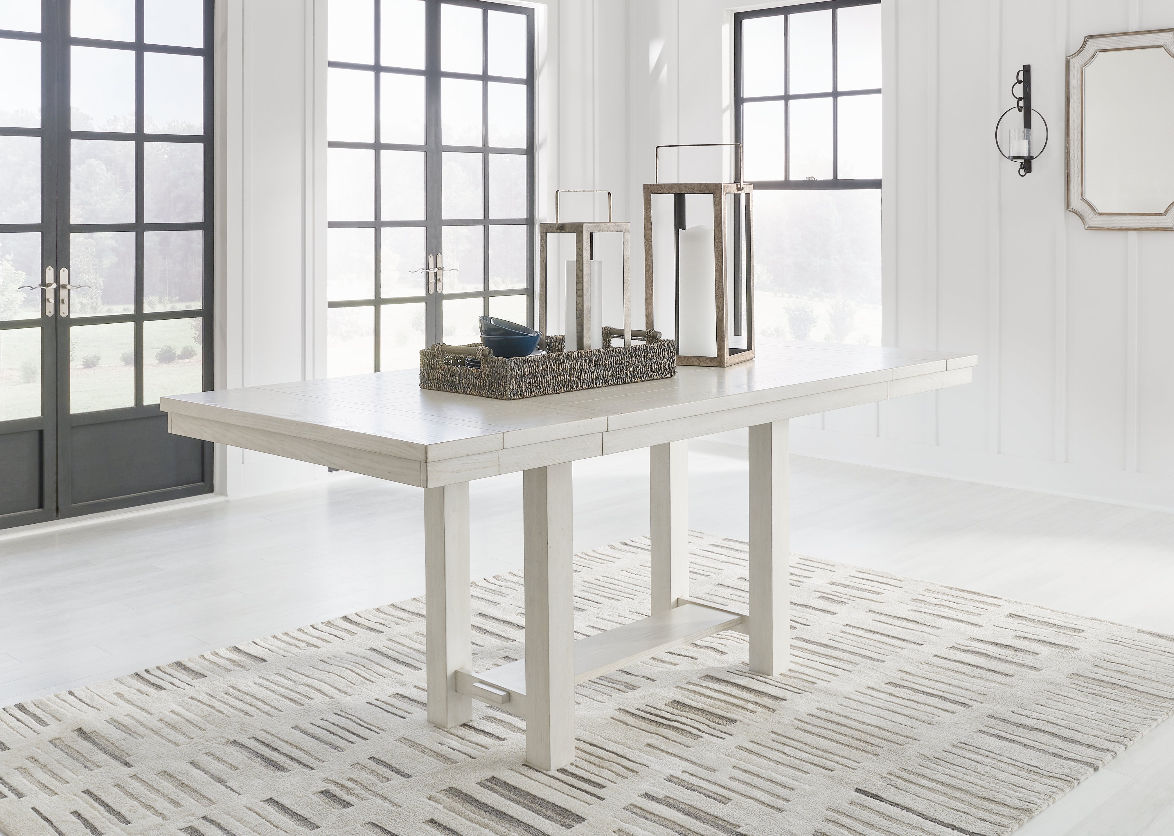3 Brothers Decor - Ashley Furniture - Robbinsdale Dining Room - RECT DRM Counter EXT Table / Antique White - D642-32