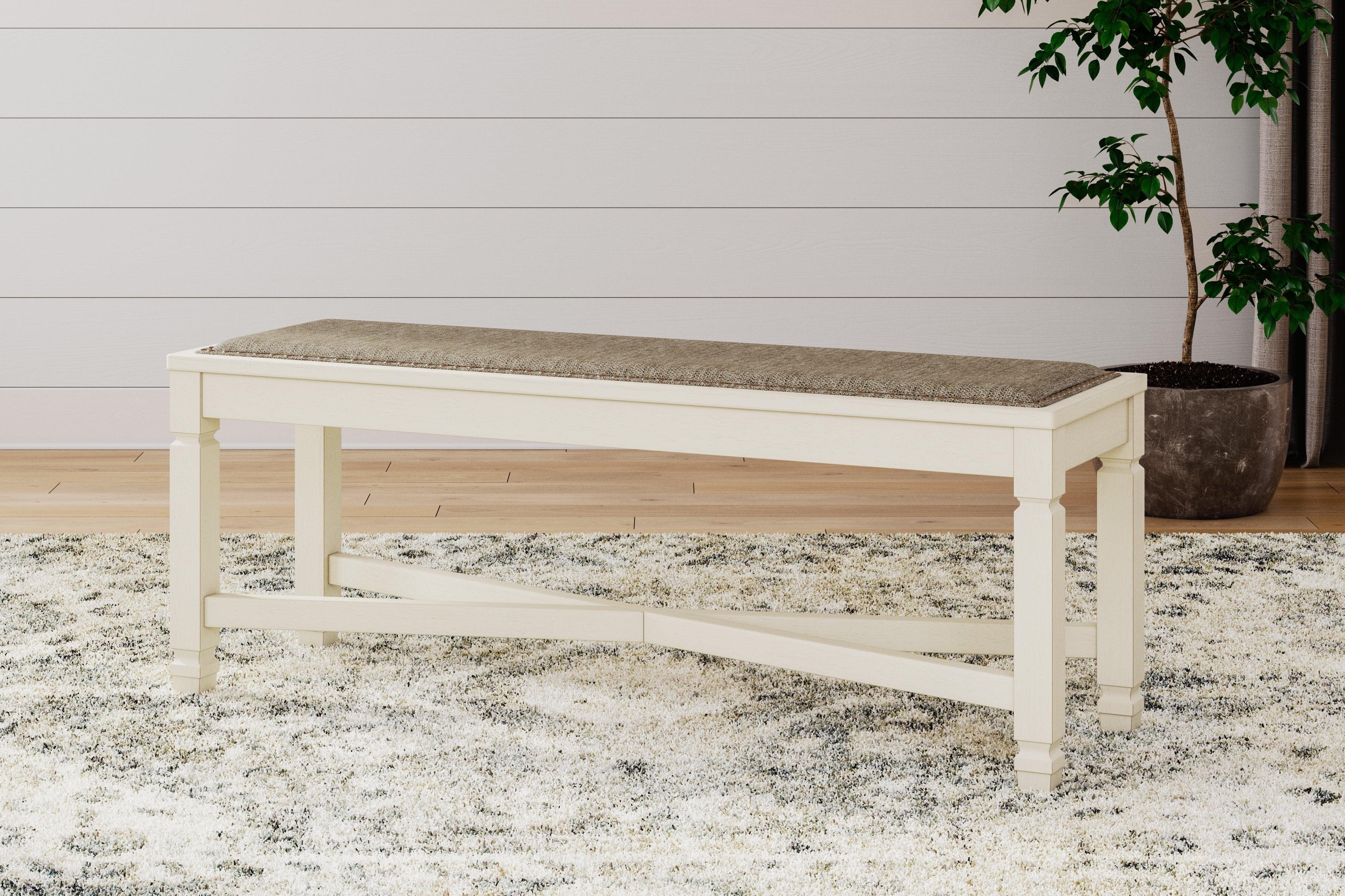 3 Brothers Decor - Ashley Furniture - Bolanburg Dining Bench - Large UPH Dining Room Bench / Two-tone / 50"W x 15"D x 20"H - D647-00