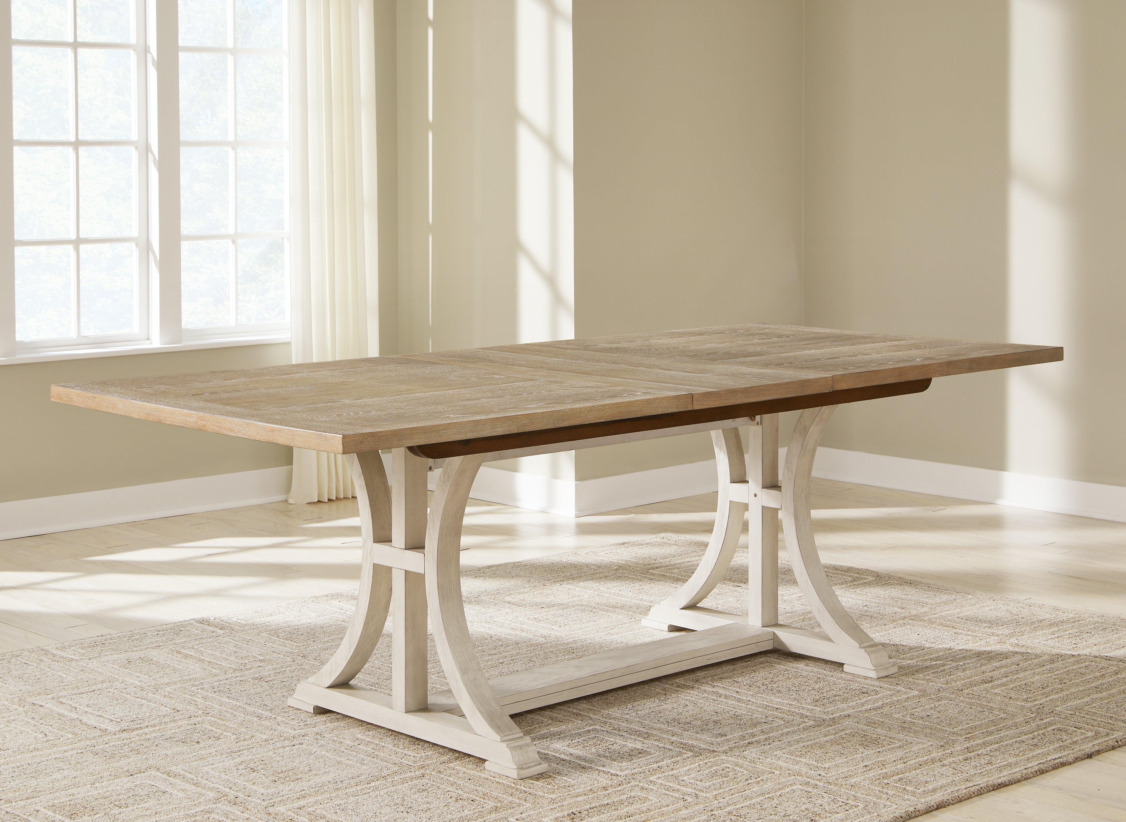 3 Brothers Decor - Ashley Furniture - Shaybrock Dining Room - RECT Dining Room EXT Table / Antique White/Brown - D683-35