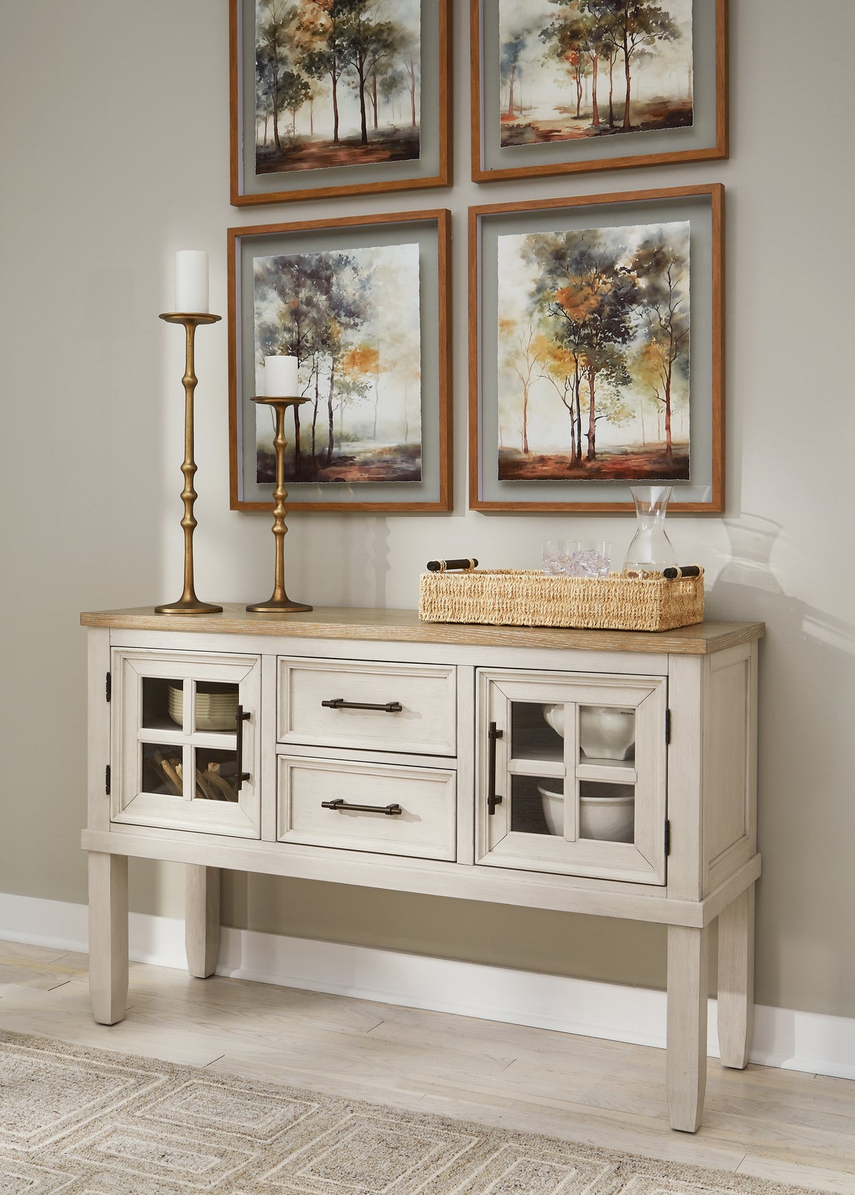 3 Brothers Decor - Ashley Furniture - Shaybrock Dining Room - Dining Room Server / Antique White/Brown - D683-60