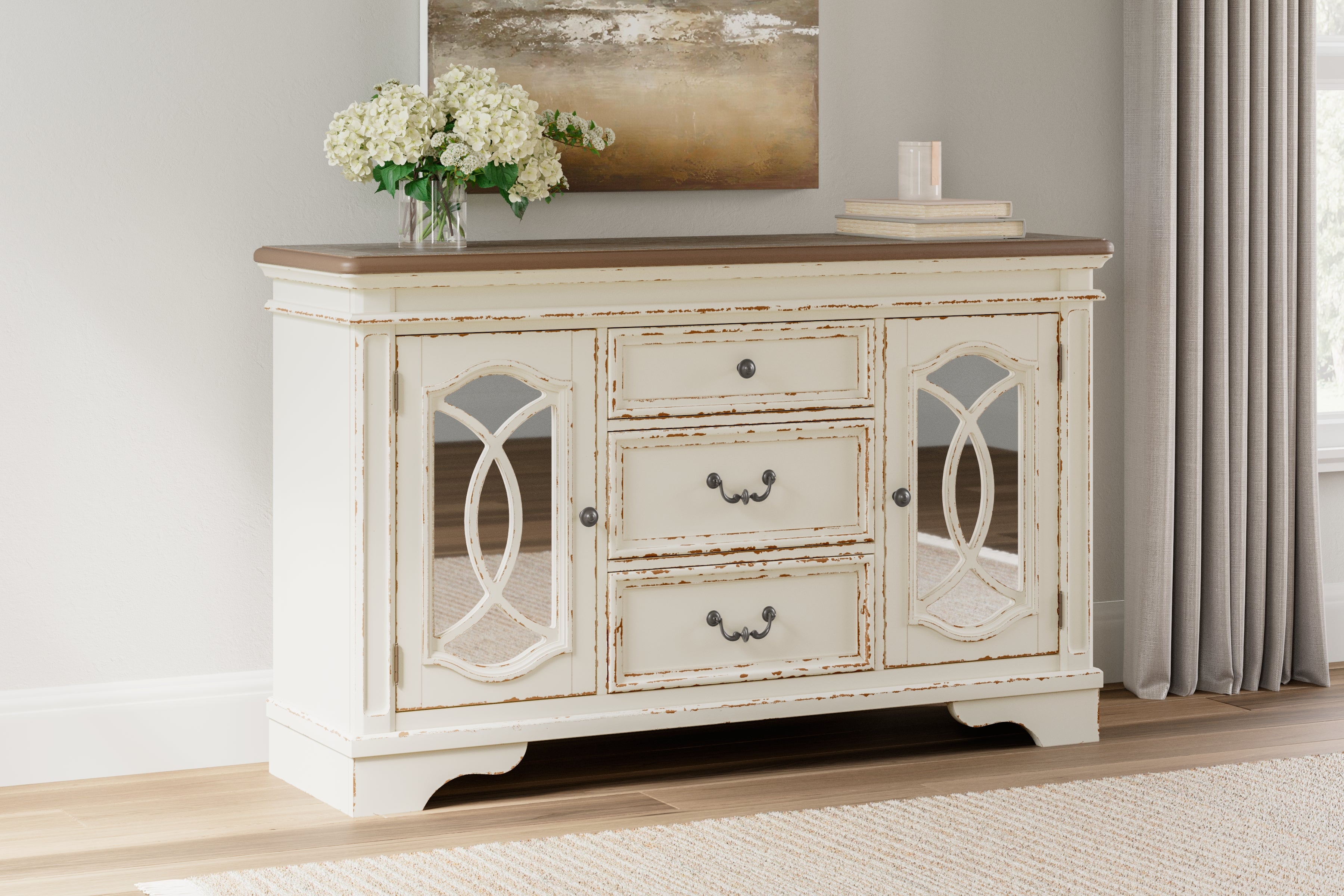 3 Brothers Decor - Ashley Furniture - Realyn Dining Room - Dining Room Server / Chipped White - D743-60
