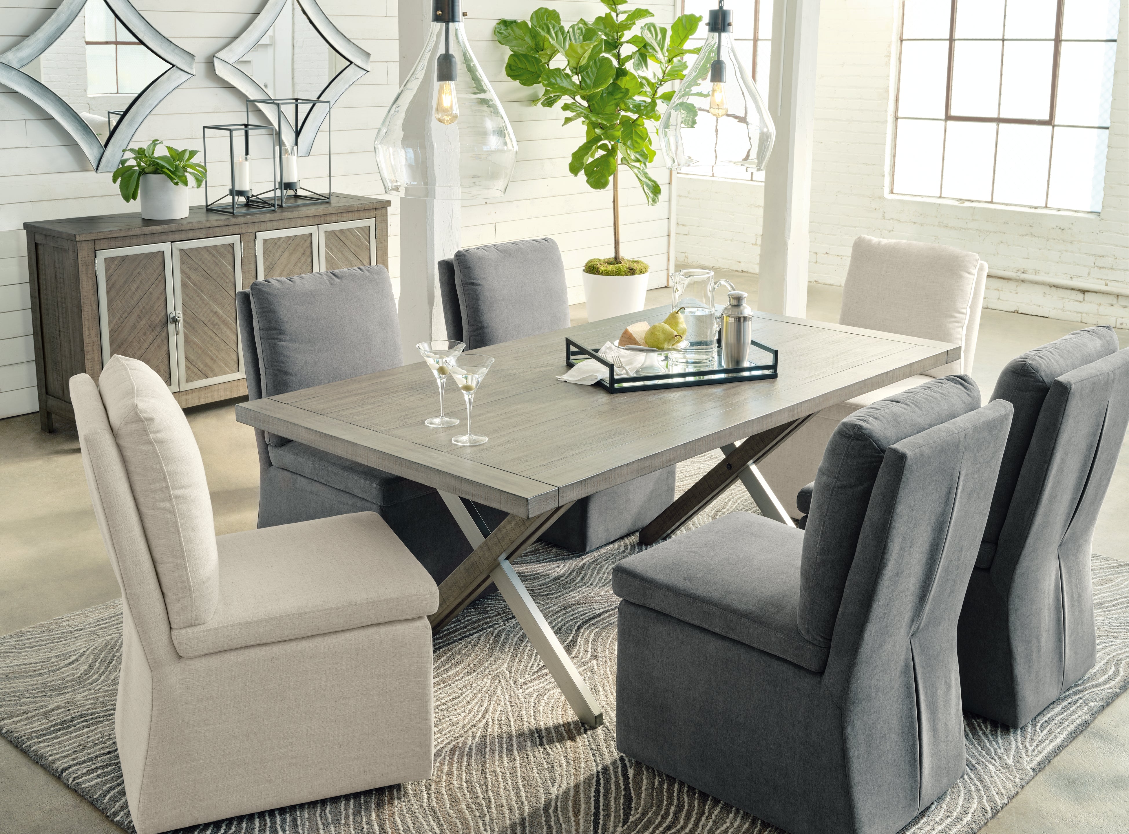 3 Brothers Decor - Ashley Furniture - Krystanza Dining Room - Rectangular Dining Room Table / Weathered Gray - D766-25