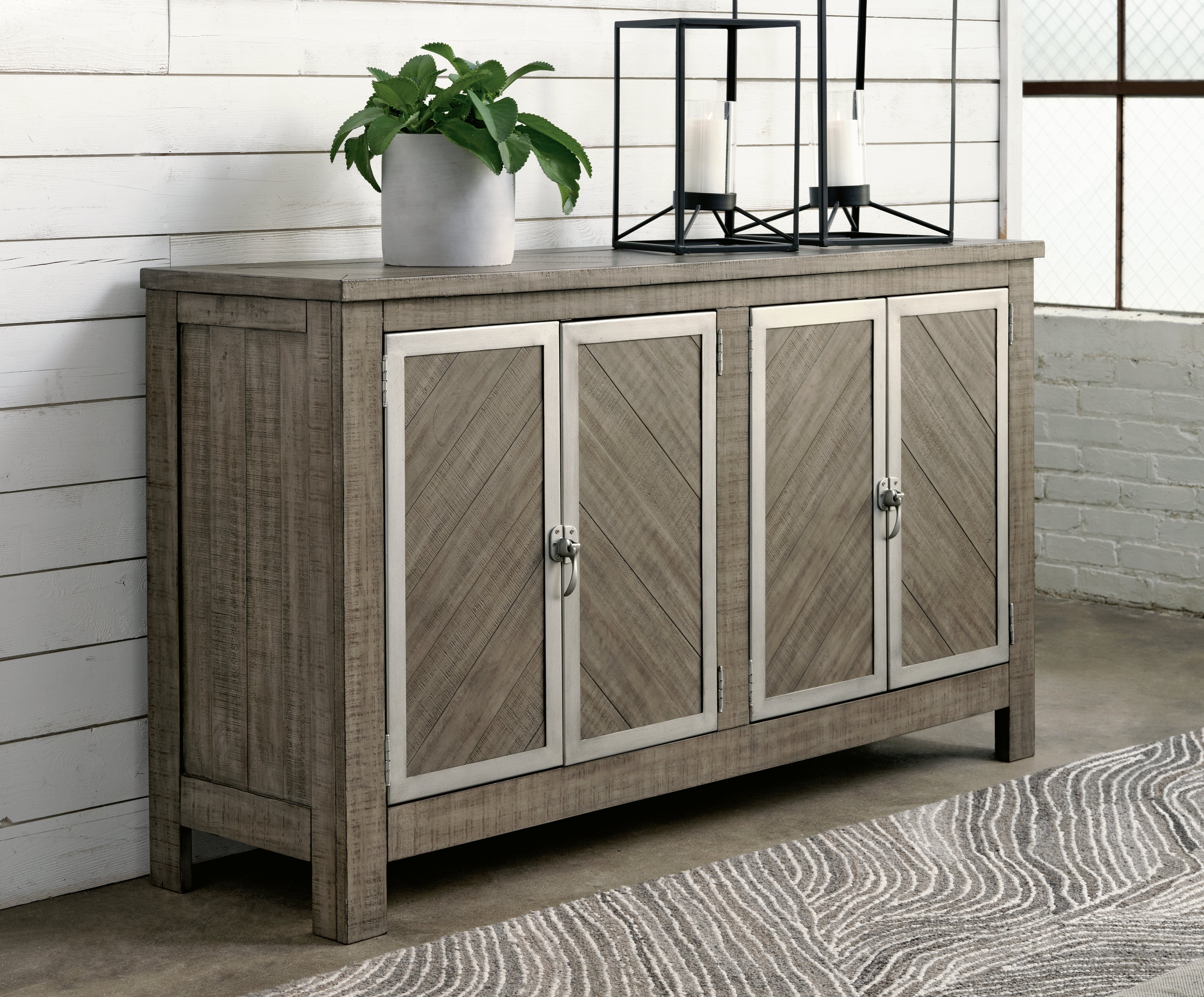 3 Brothers Decor - Ashley Furniture - Krystanza Dining Room - Dining Room Server / Weathered Gray - D766-60
