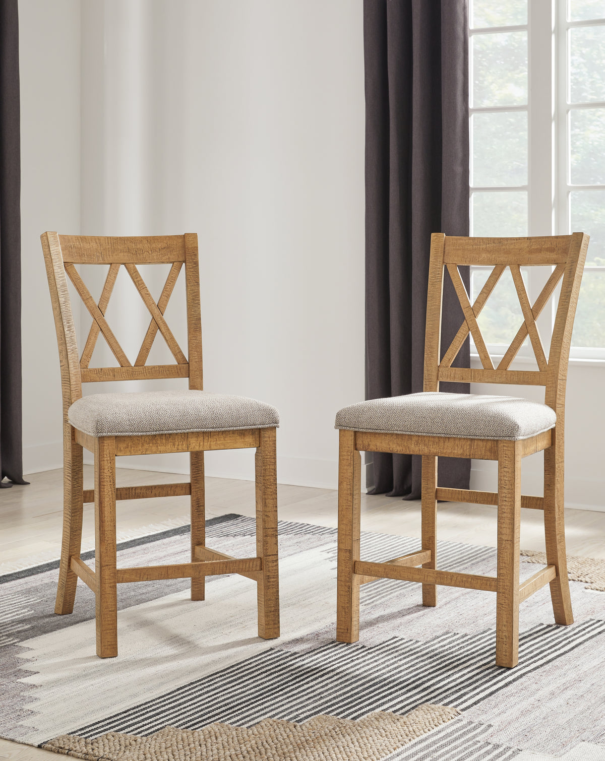 3 Brothers Decor - Ashley Furniture - Havonplane Dining Room - Barstool (Set of 2) / Brown - D773-124X2