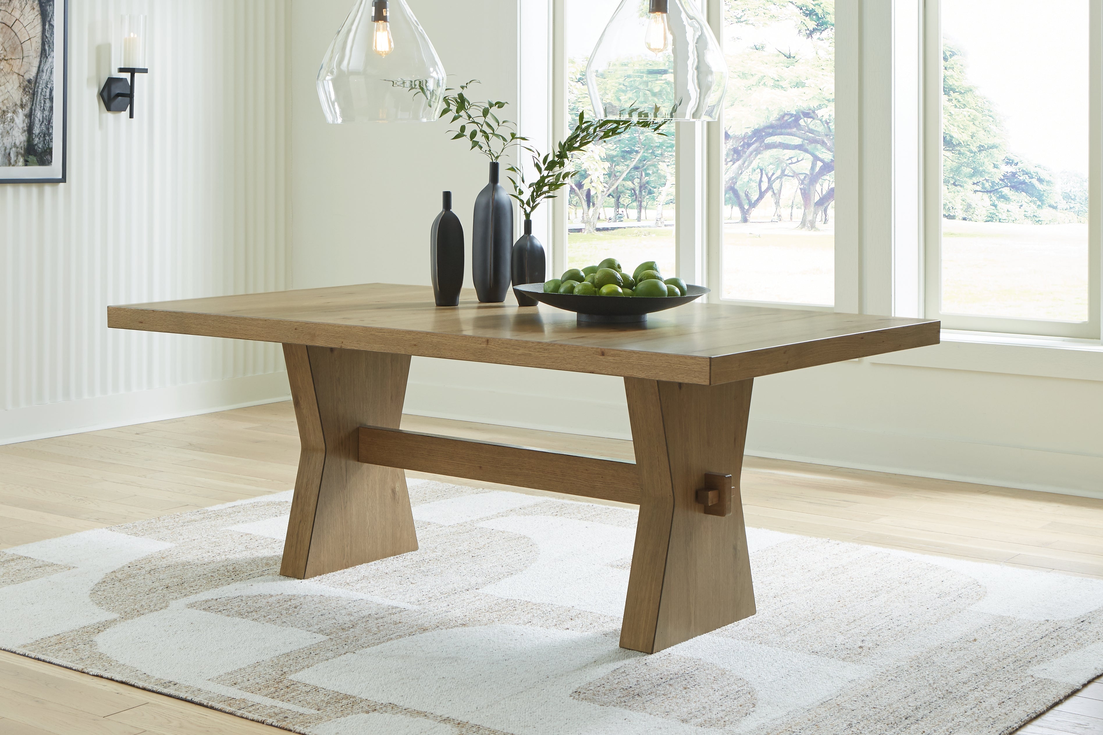 3 Brothers Decor - Ashley Furniture - Galliden Dining Room - Rectangular Dining Room Table / Light Brown - D841-45