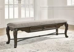 3 Brothers Decor - Ashley Furniture - Maylee Dining Room - Upholstered Storage Bench / Dark Brown / 63"W x 18"D x 20"H - D947-00