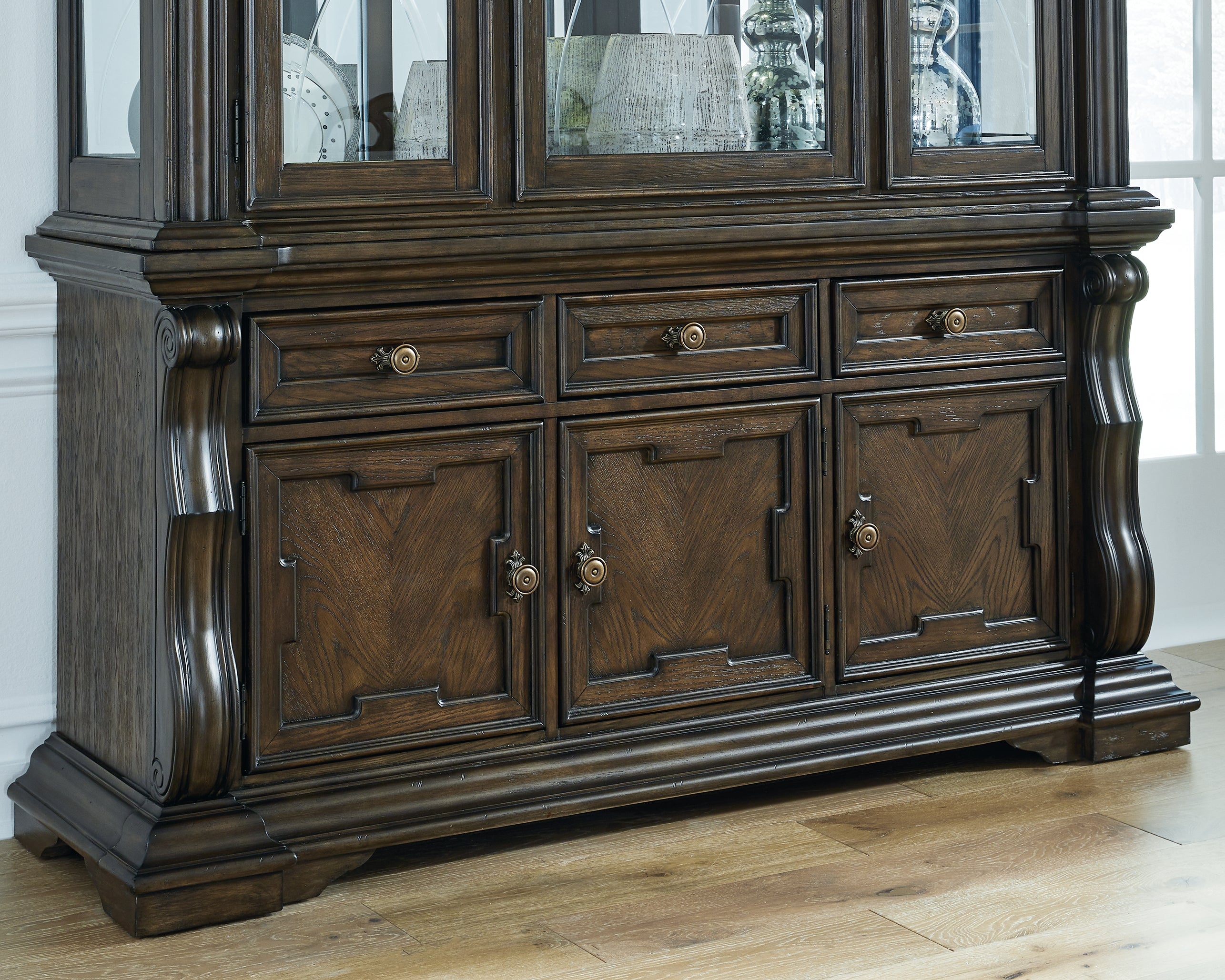 3 Brothers Decor - Ashley Furniture - Maylee Dining Room - Dining Room Buffet / Dark Brown / 72"W x 21"D x 34"H - D947-80