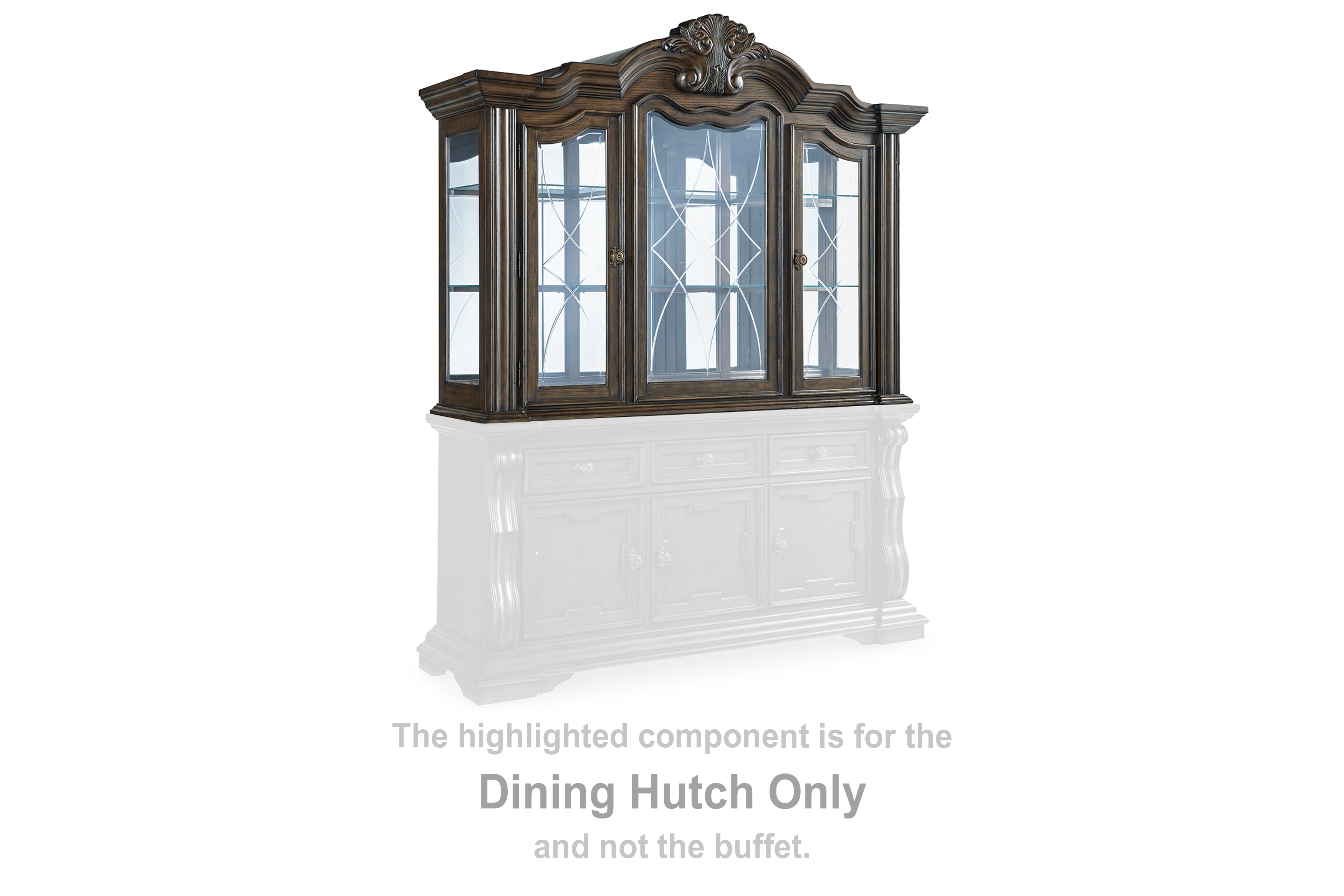 3 Brothers Decor - Ashley Furniture - Maylee Dining Room - Dining Room Hutch / Dark Brown / 72"W x 21"D x 55"H - D947-81