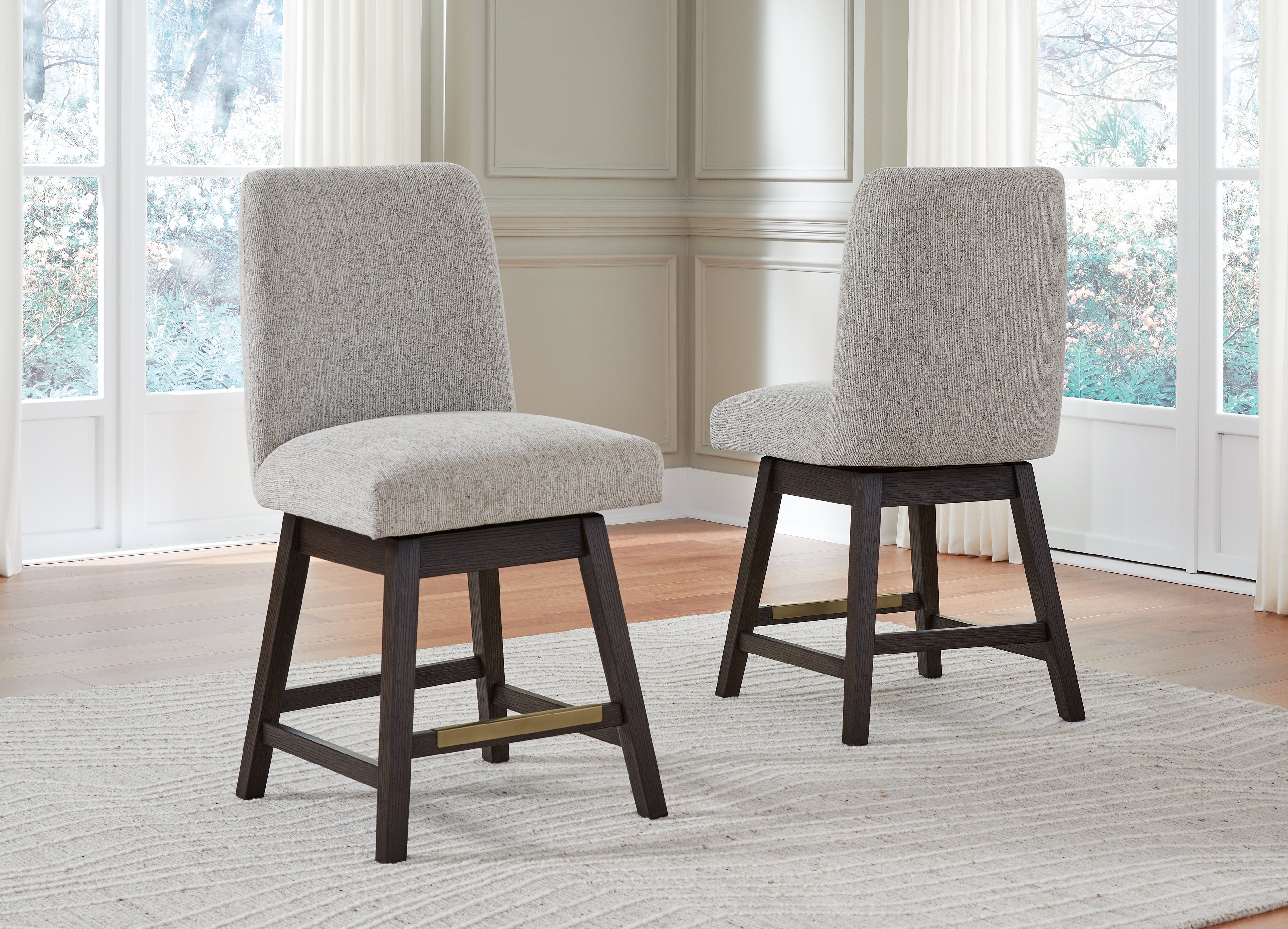 3 Brothers Decor - Ashley Furniture - Burkhaus Dining Room - Counter Height Barstool (Set of 2) / Dark Brown - D984-124X2