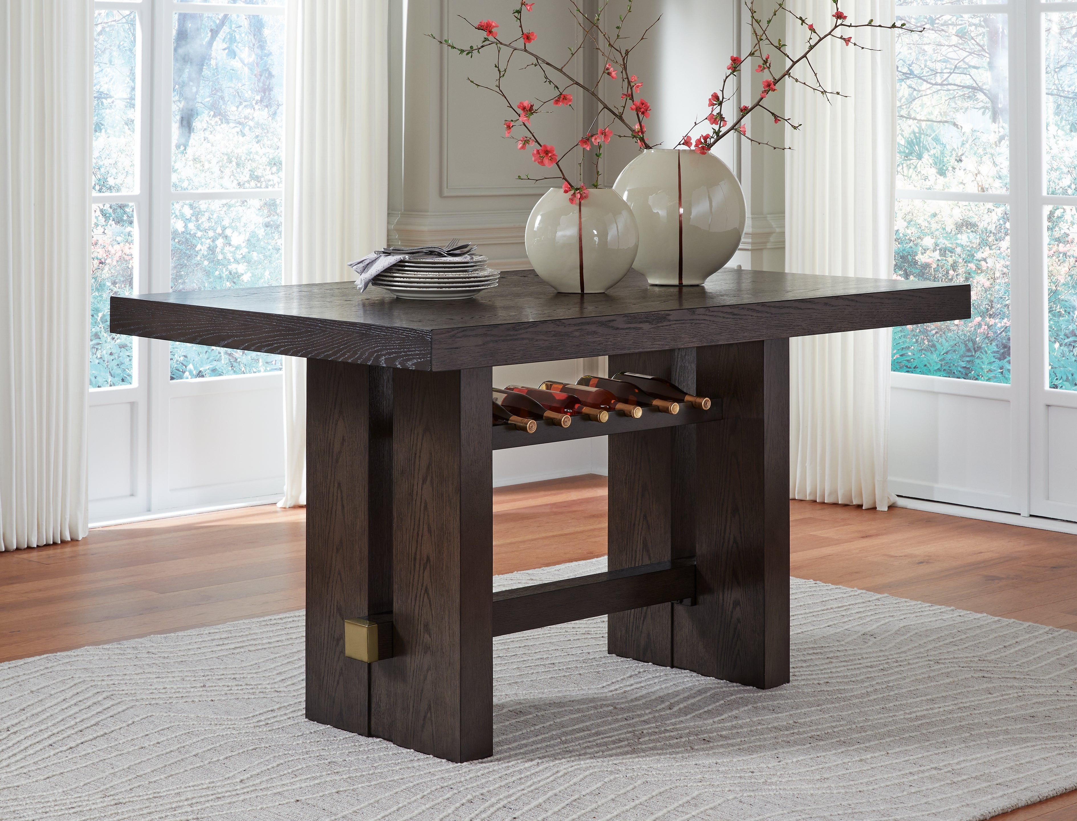 3 Brothers Decor - Ashley Furniture - Burkhaus Dining Room - RECT Dining Room Counter Table / Dark Brown - D984-32