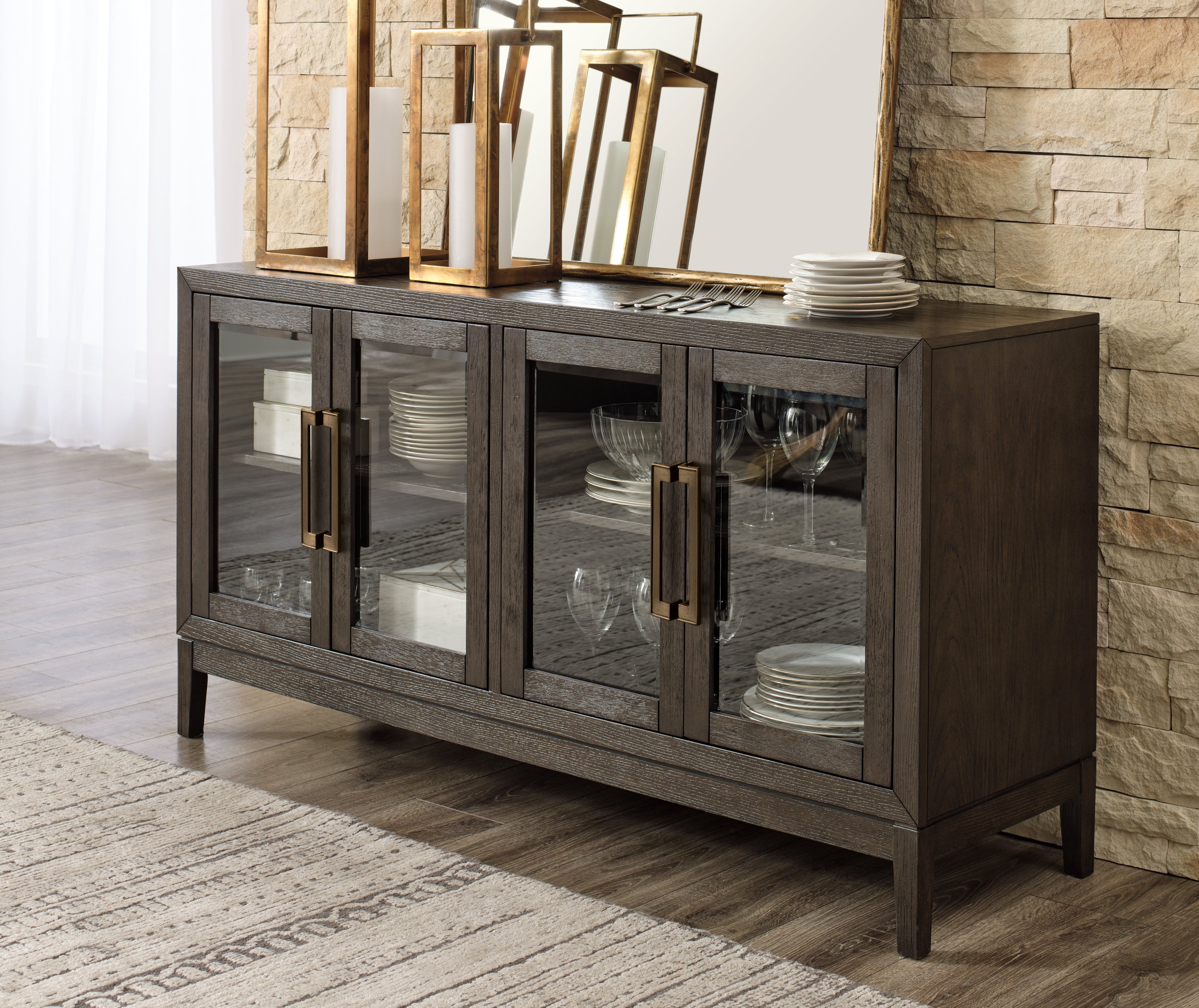 3 Brothers Decor - Ashley Furniture - Burkhaus Dining Room - Dining Room Server / Dark Brown - D984-60
