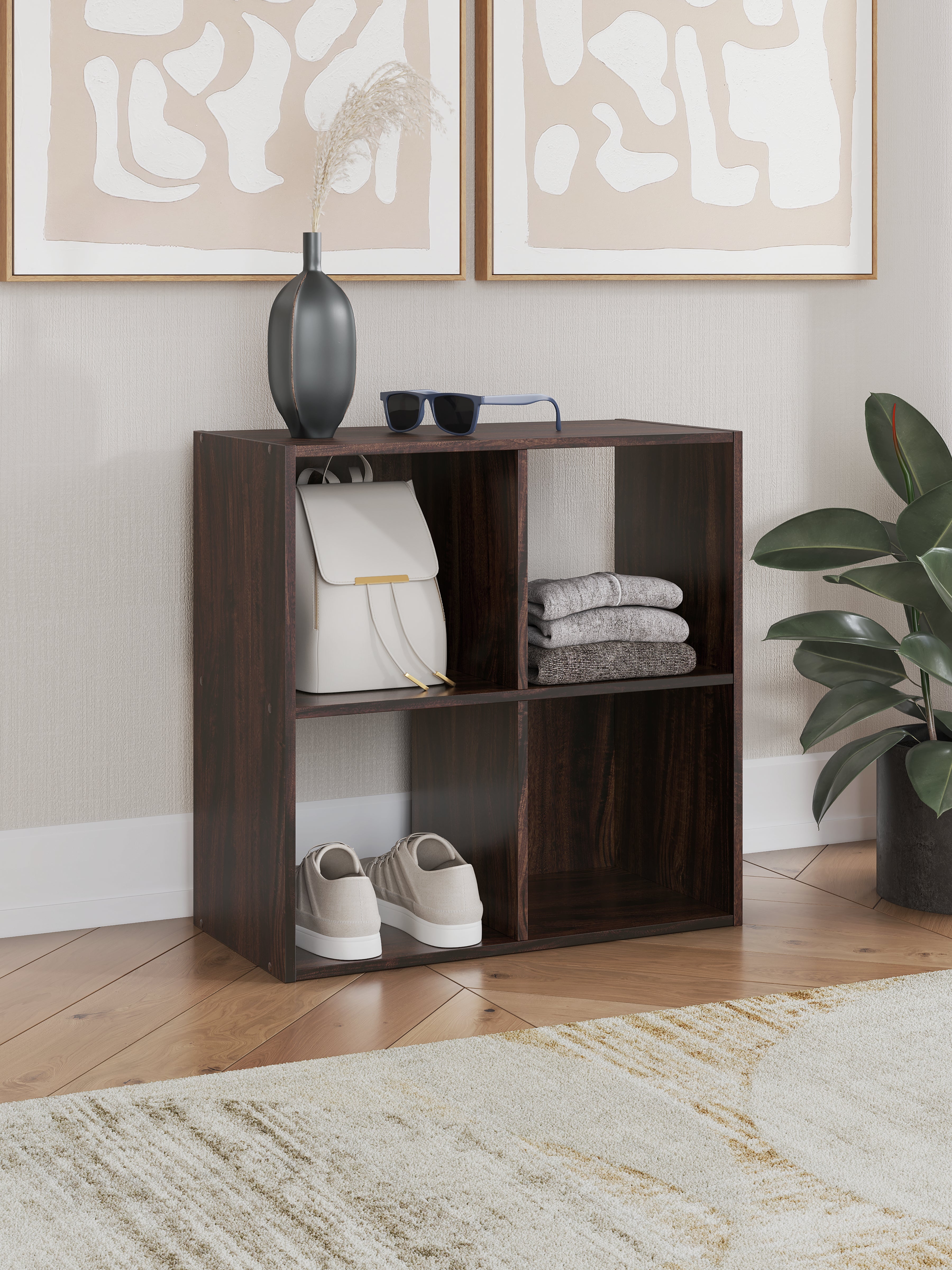 3 Brothers Decor - Ashley Furniture - Glosmount Four Cube Organizer - Four Cube Organizer / Cherry/Light Brown - EA1055-2X2