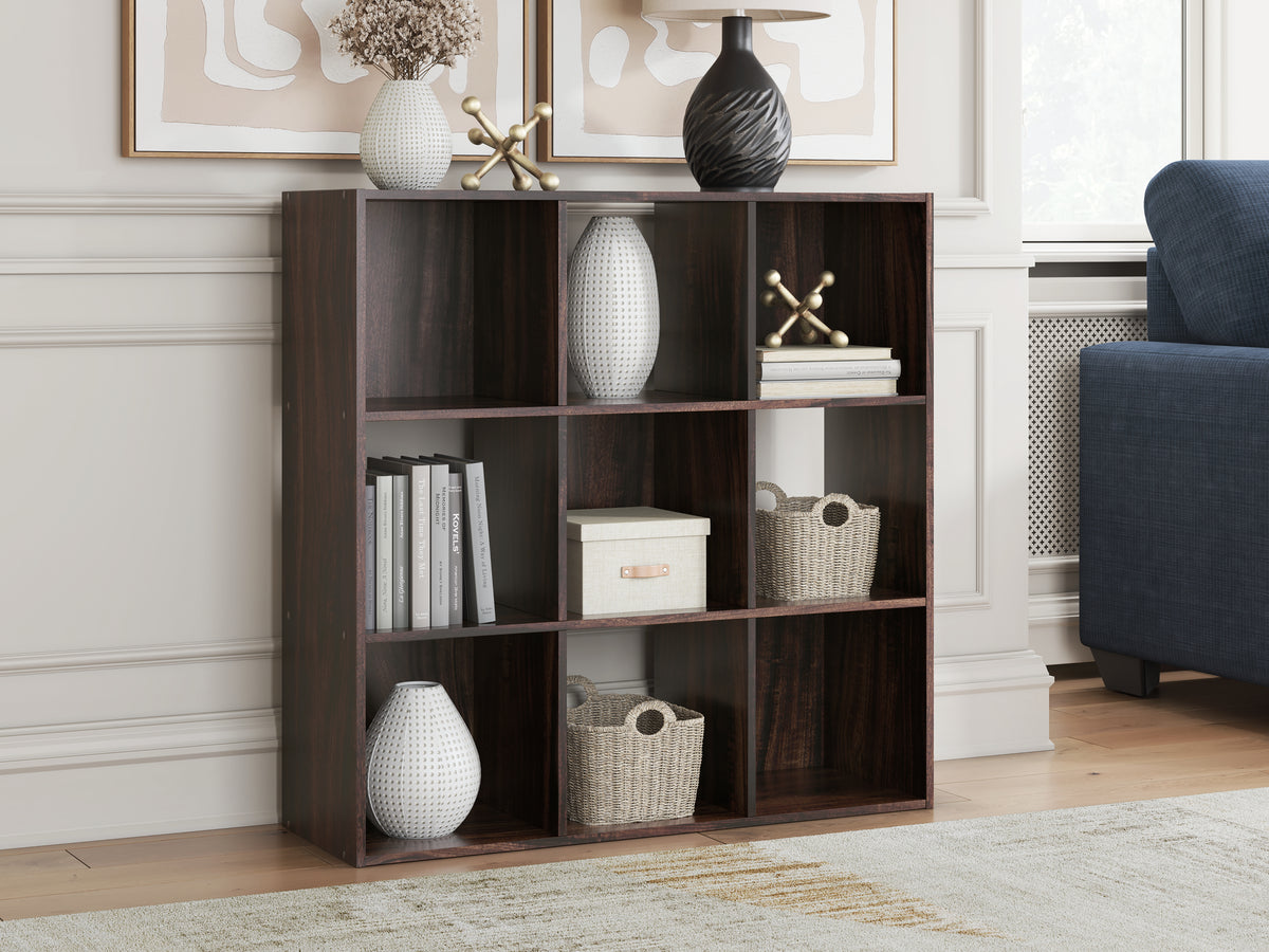 3 Brothers Decor - Ashley Furniture - Glosmount Nine Cube Organizer - Nine Cube Organizer / Cherry/Light Brown - EA1055-3X3