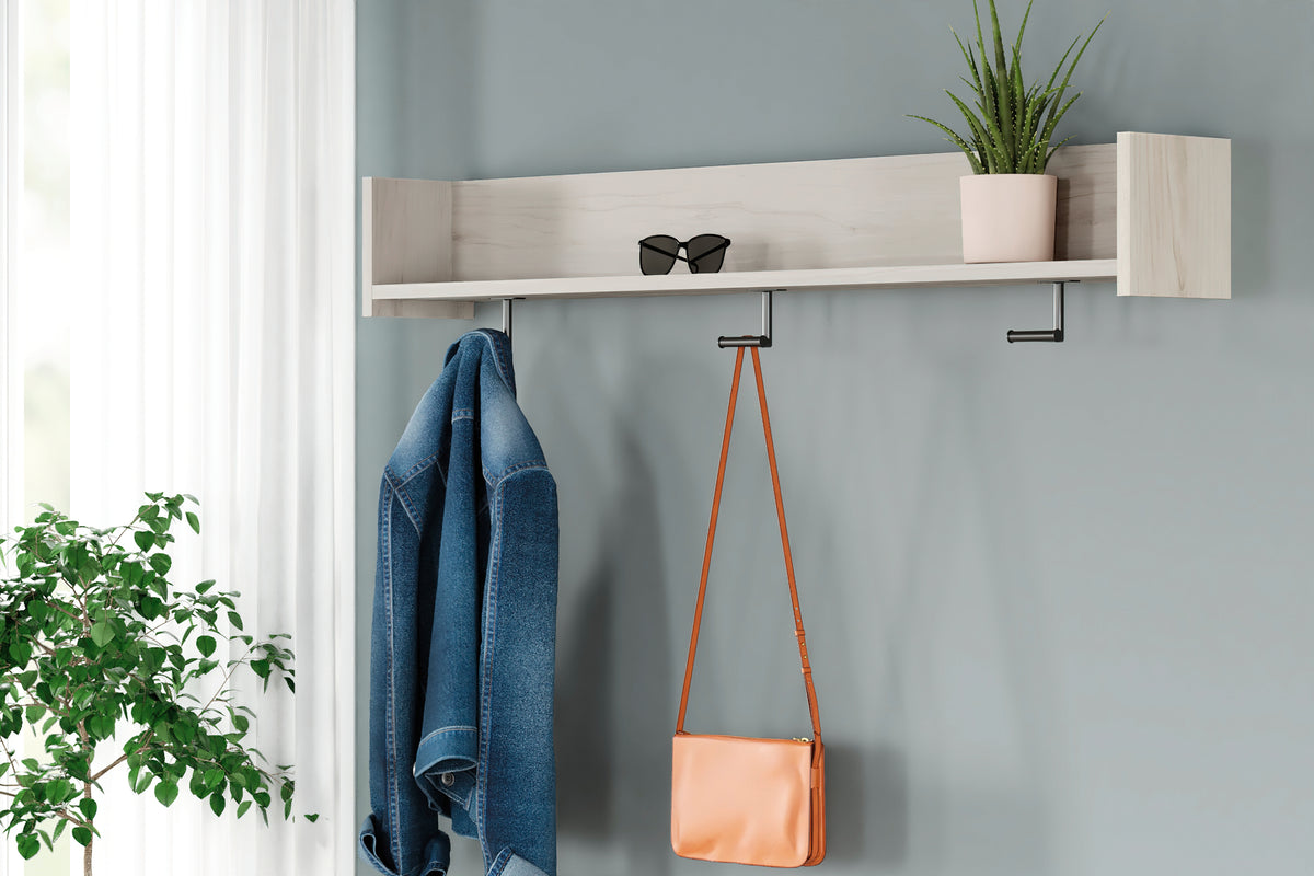 3 Brothers Decor - Ashley Furniture - Socalle Wall Decor - Wall Mounted Coat Rack w/Shelf / Light Natural - EA1864-151