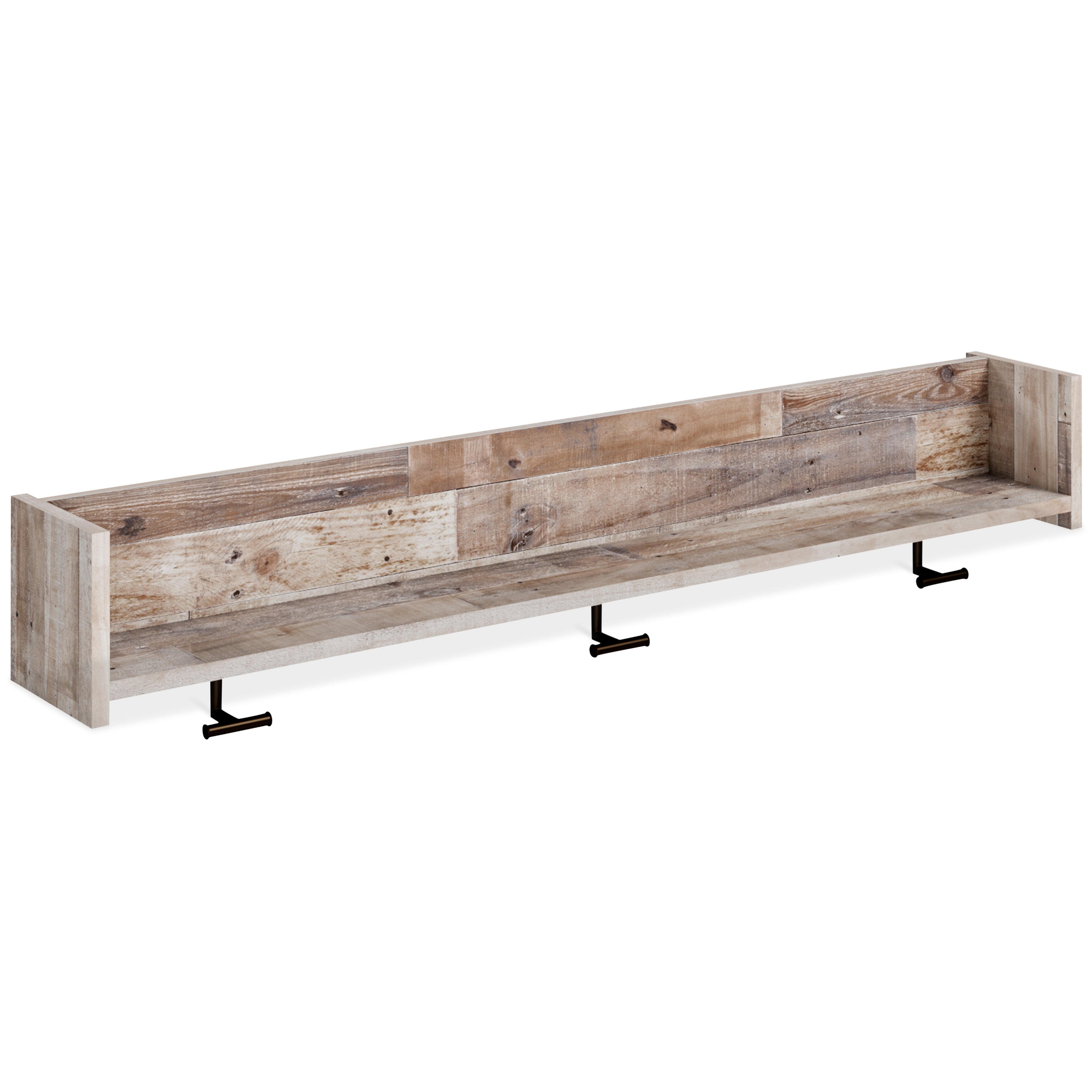 3 Brothers Decor - Ashley Furniture - Neilsville Wall Decor - Wall Mounted Coat Rack w/Shelf / Whitewash - EA2320-151