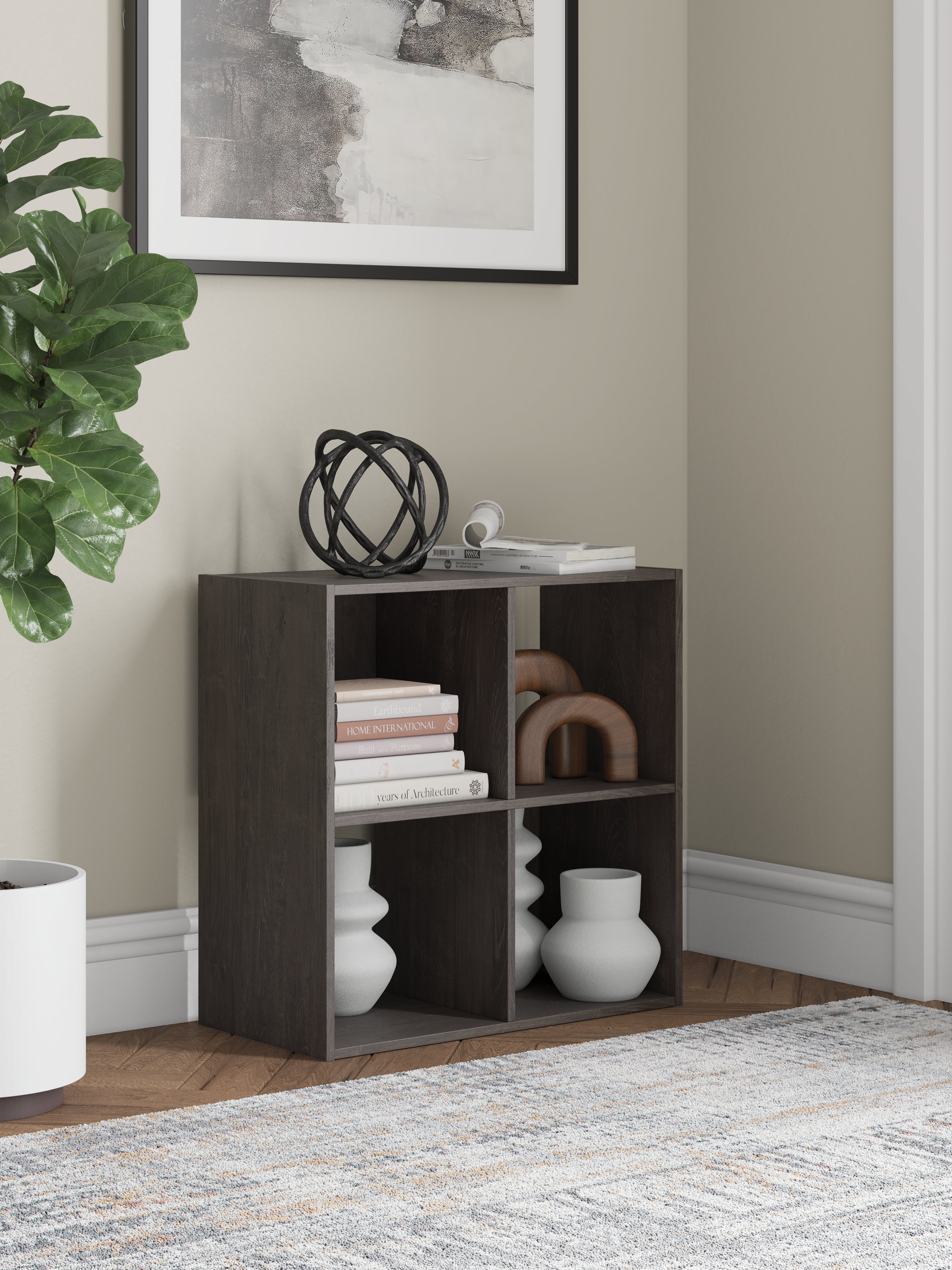 3 Brothers Decor - Ashley Furniture - Piperton Four Cube Organizer - Four Cube Organizer / Charcoal - EA5514-2X2