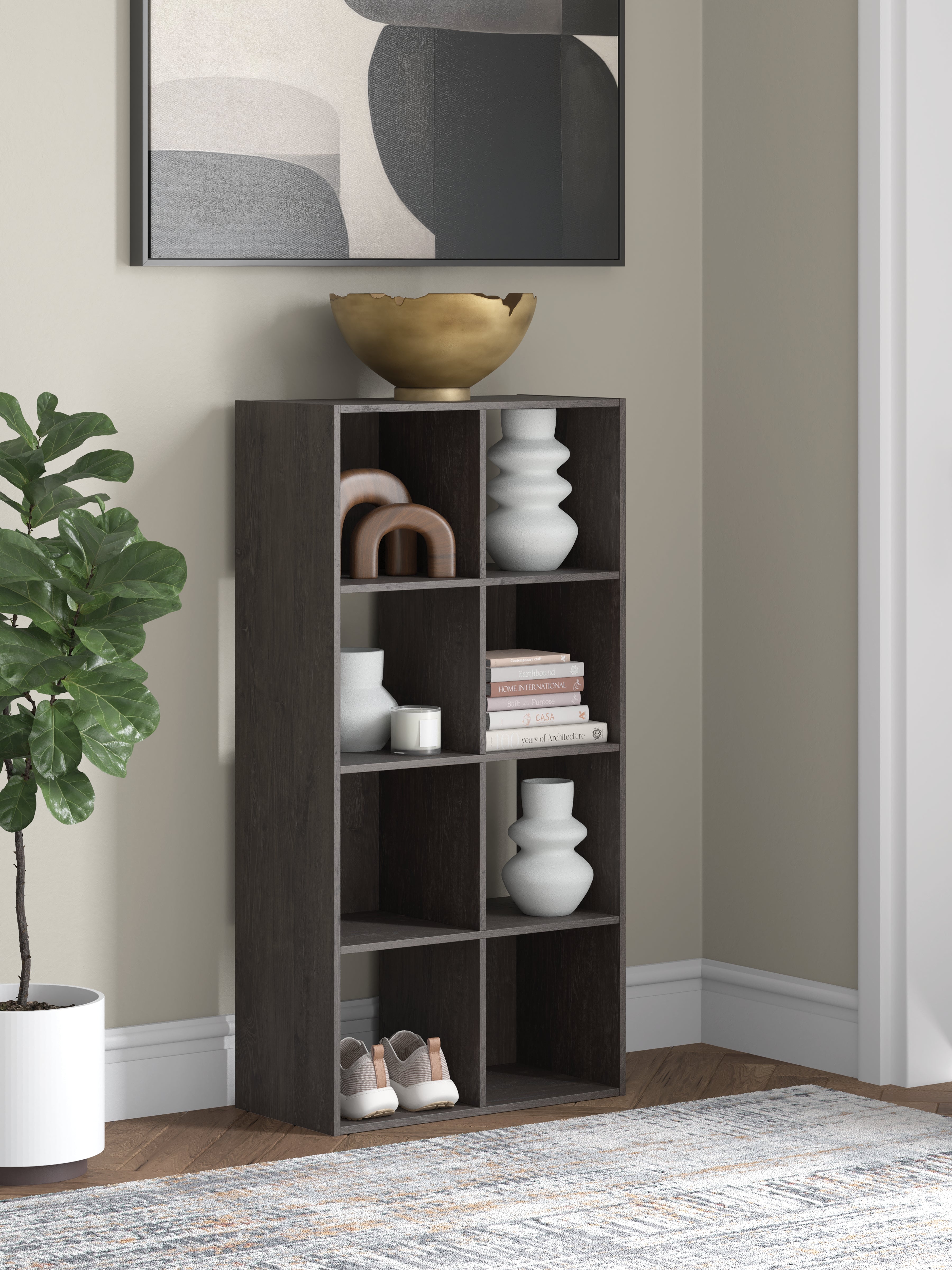 3 Brothers Decor - Ashley Furniture - Piperton Eight Cube Organizer - Eight Cube Organizer / Charcoal - EA5514-4X2
