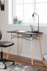 3 Brothers Decor - Ashley Furniture - Jaspeni Office Desk - Home Office Desk / Black/Natural - H020-10
