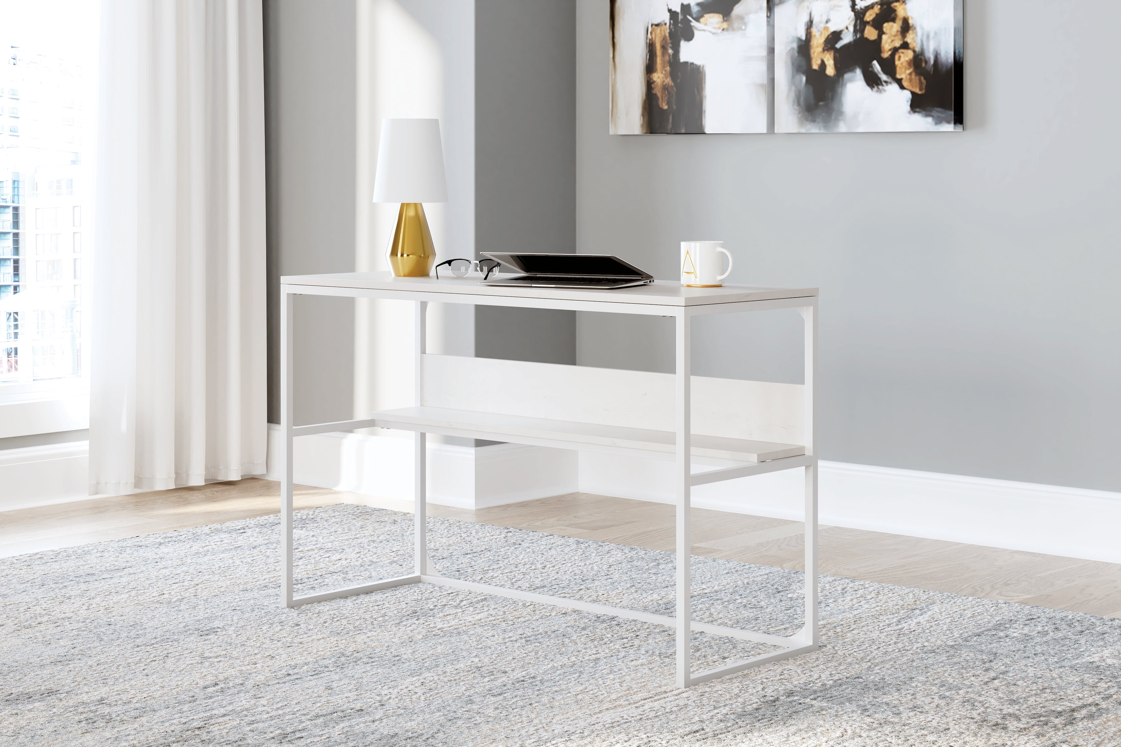 3 Brothers Decor - Ashley Furniture - Deznee Office Desk - Home Office Desk / White - H162-14