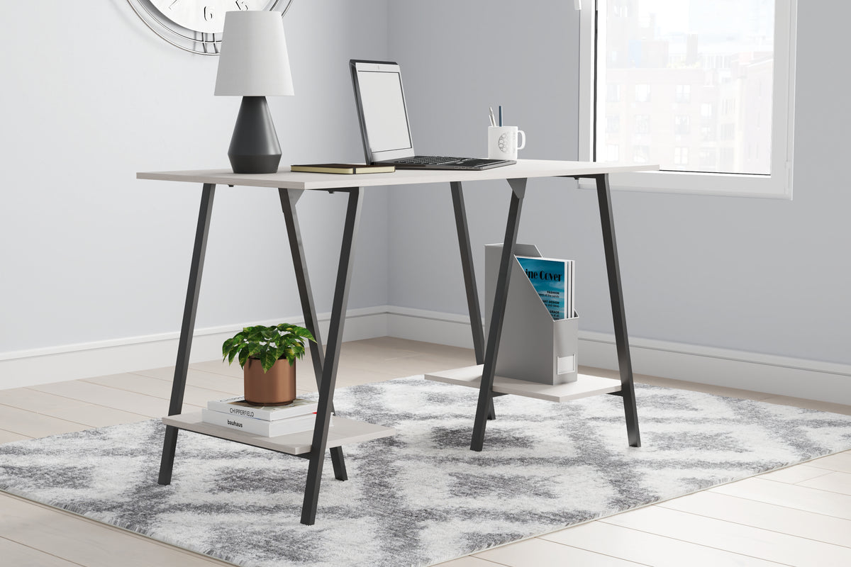 3 Brothers Decor - Ashley Furniture - Bayflynn Office Desk - Home Office Desk / White/Black - H288-27