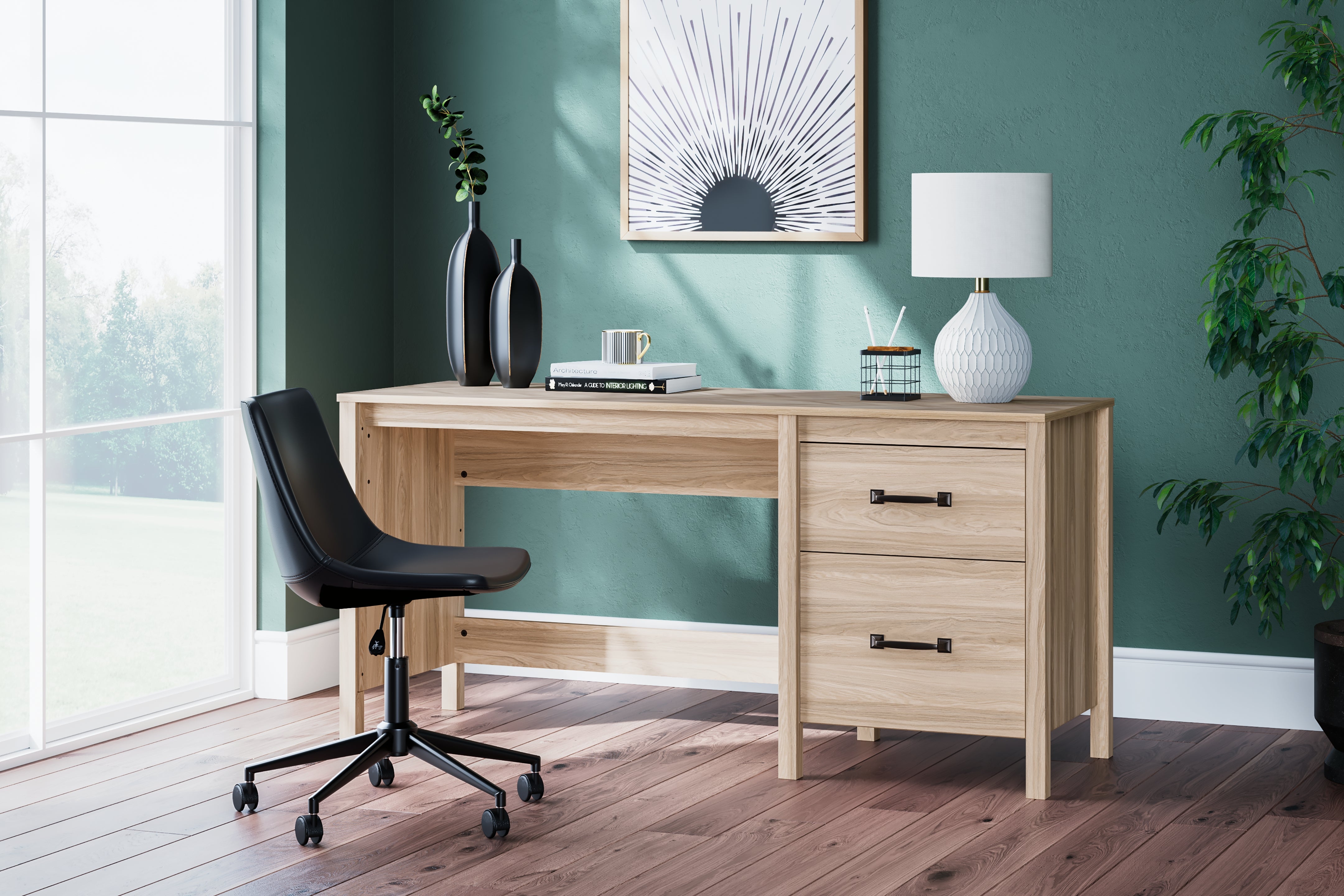3 Brothers Decor - Ashley Furniture - Battelle Office Desk - Home Office Desk / Tan - H3929-134