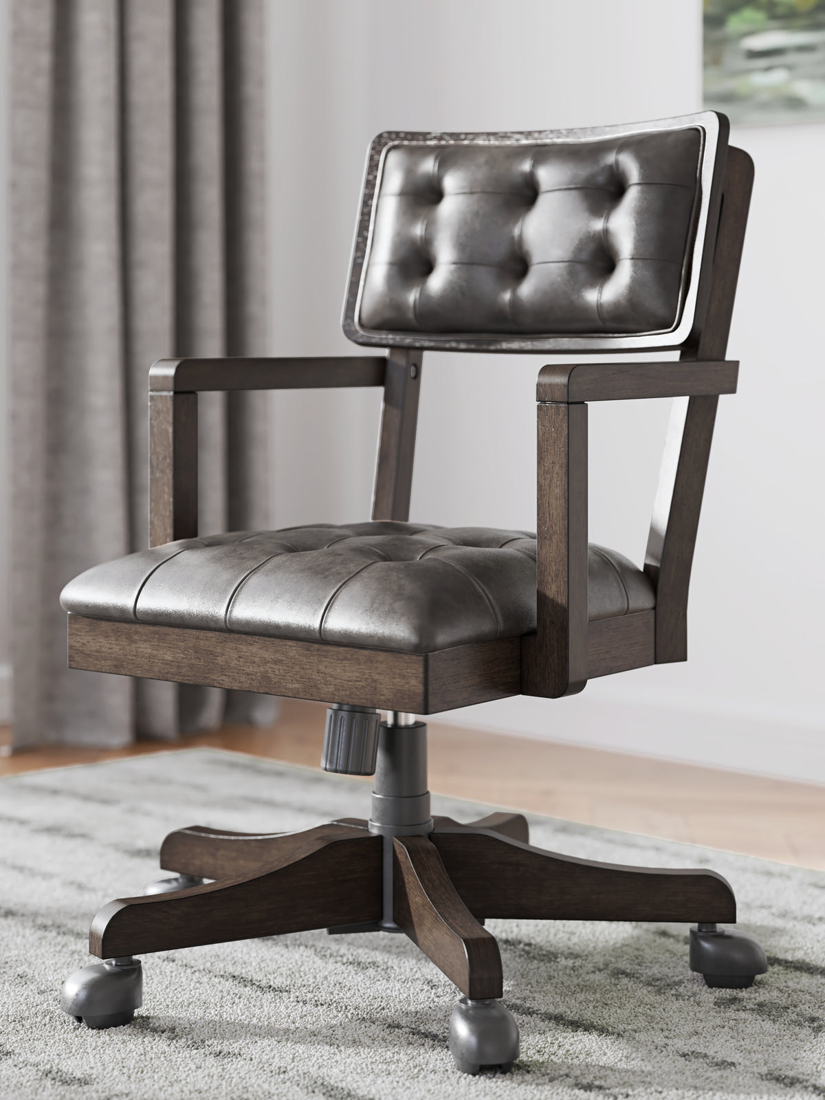 3 Brothers Decor - Ashley Furniture - Breckington Desk Chair - Home Office Desk Chair (1/CN) / Dark Brown - H556-01A