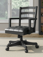 3 Brothers Decor - Ashley Furniture - Wildenauer Home Office Desk Chair - Home Office Swivel Desk Chair / Black - H664-01A